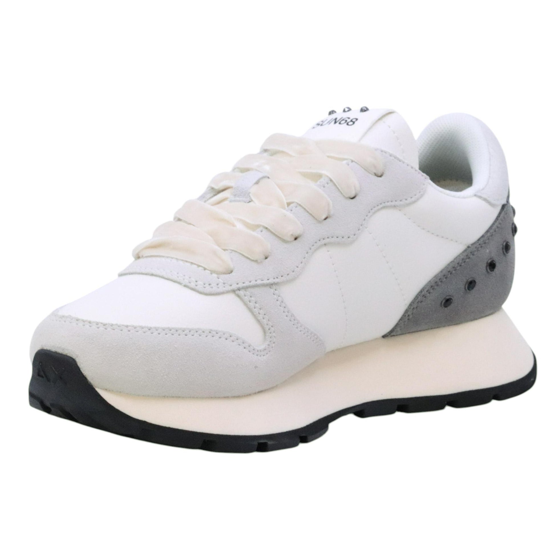 SUN68 Ally Studs Z45206 sneaker donna in similpelle e suede bianco 