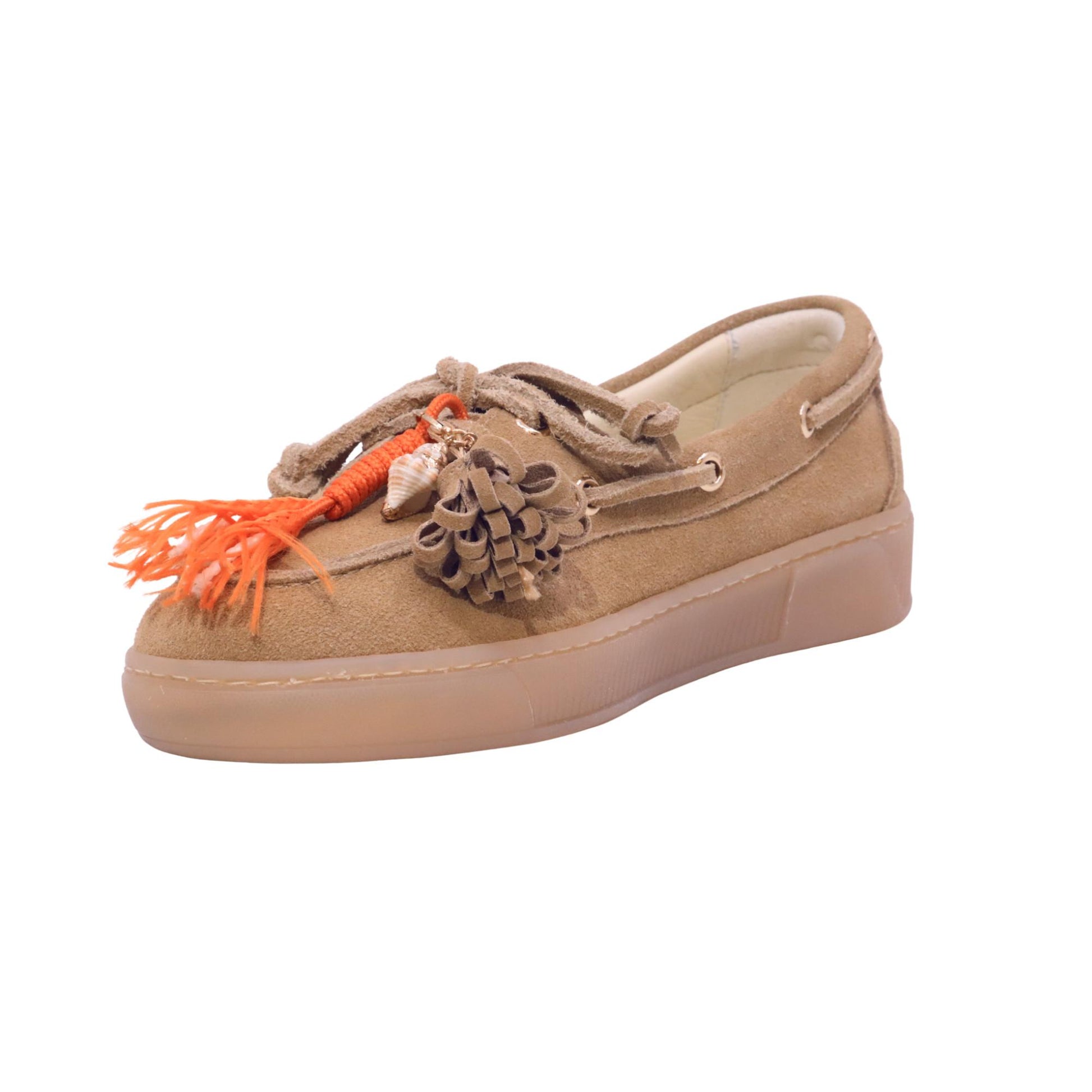 Gio+ Federica Moka scarpa donna in camoscio cuoio con suola sneaker 
