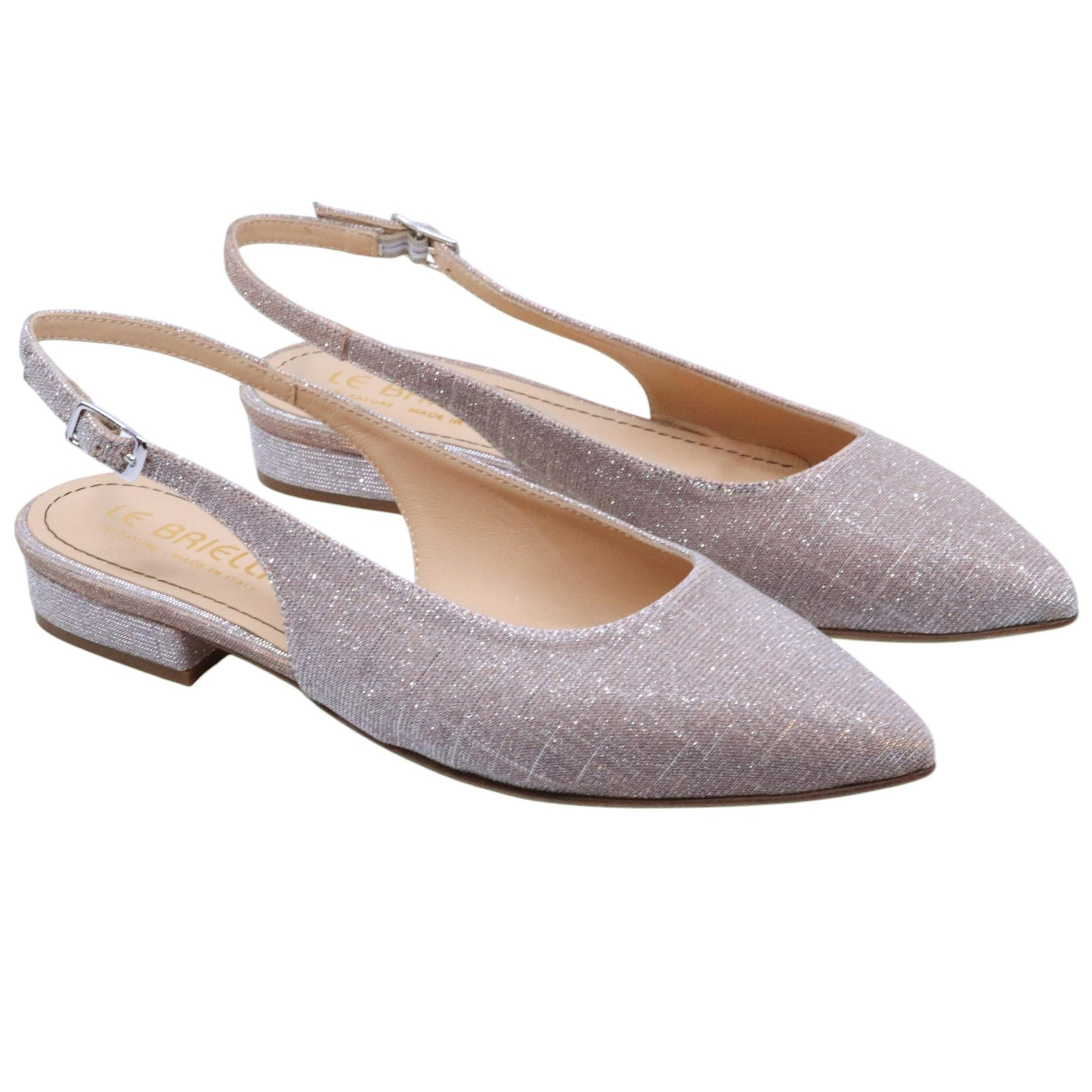 Slingback donna Le Briella Z821 in tessuto galassia luminoso con tonalità di rosa e argento 