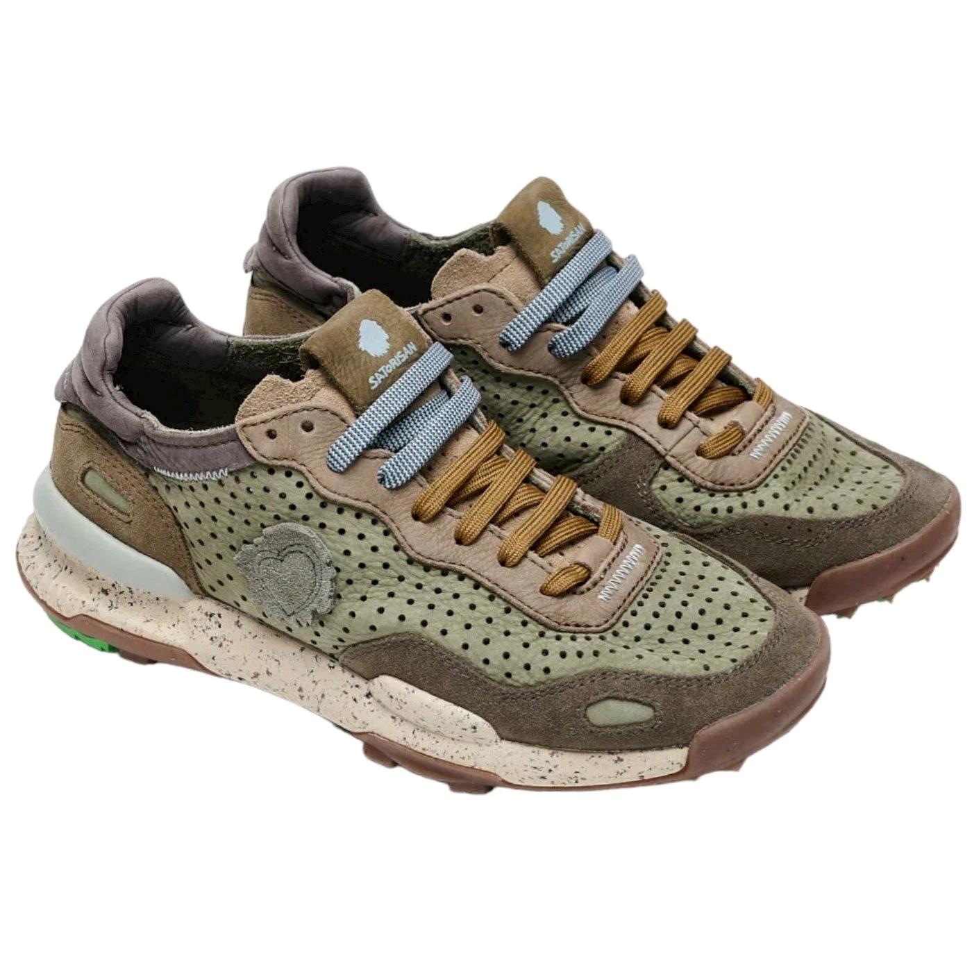 Satorisan Chacrona Laser Premium sneaker uomo in pelle traforata color verde 