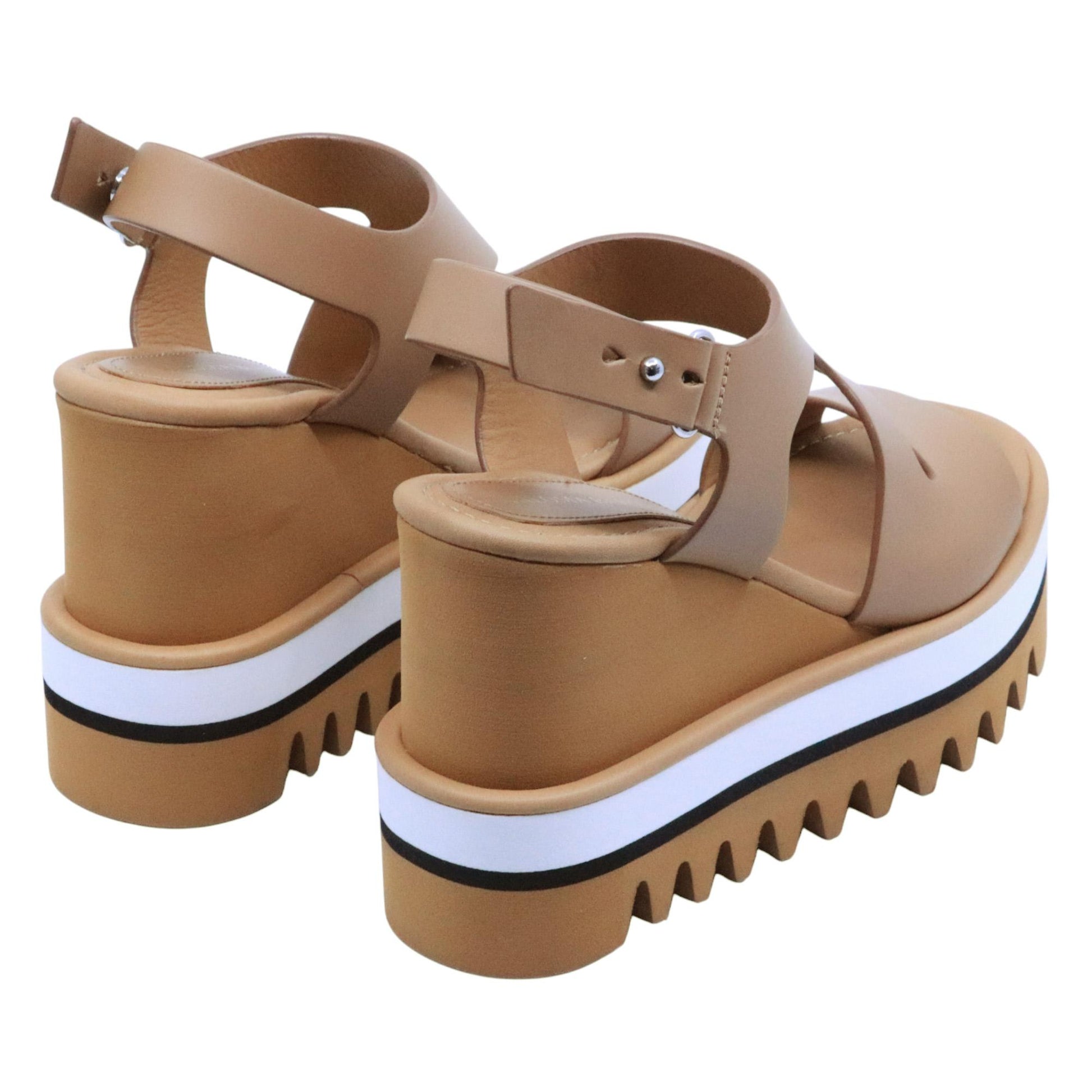 Sandalo con zeppa Paloma Barceló 26 Zarine in pelle camel 