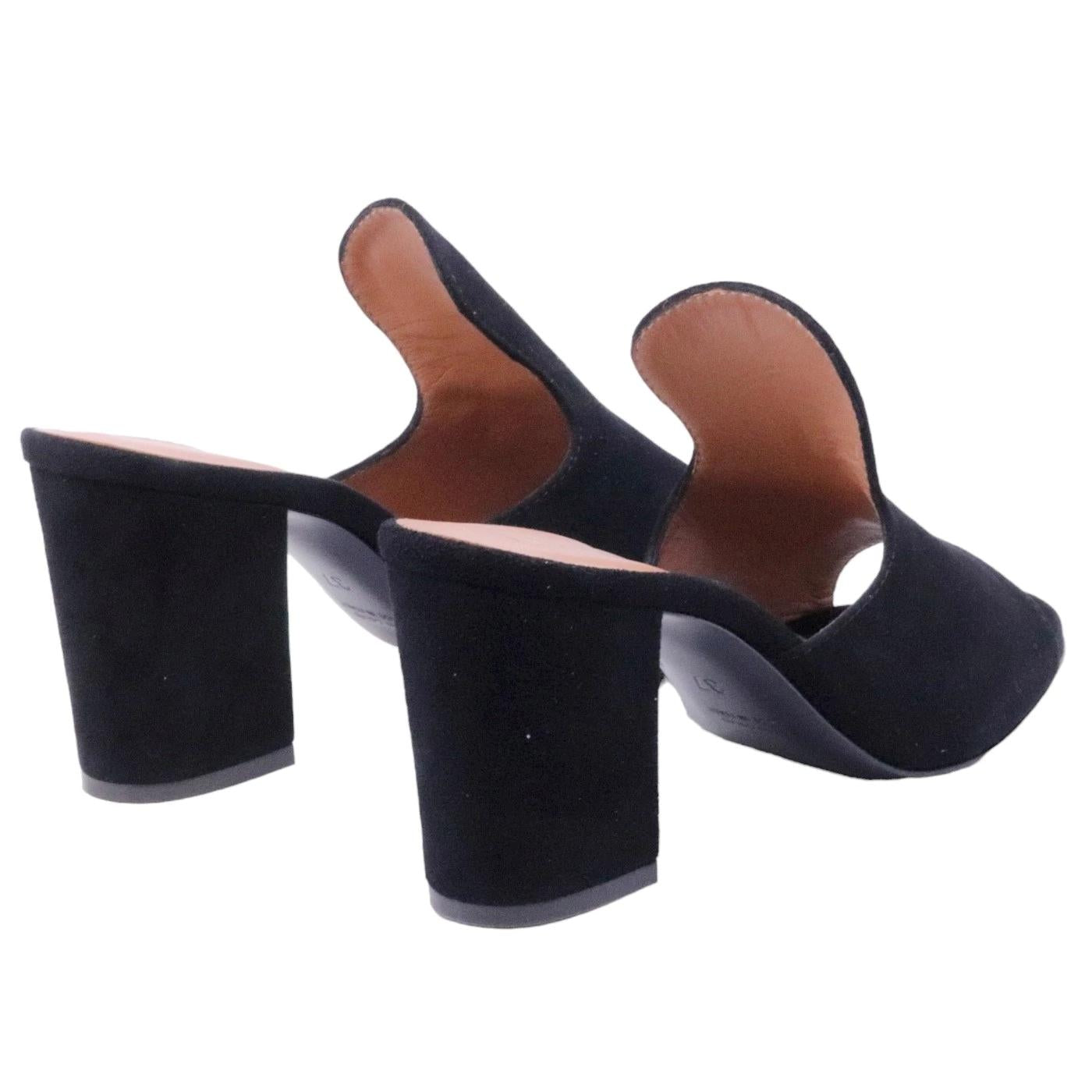 Sandalo donna Via Roma 15 2646 in camoscio nero e suola in vero cuoio 