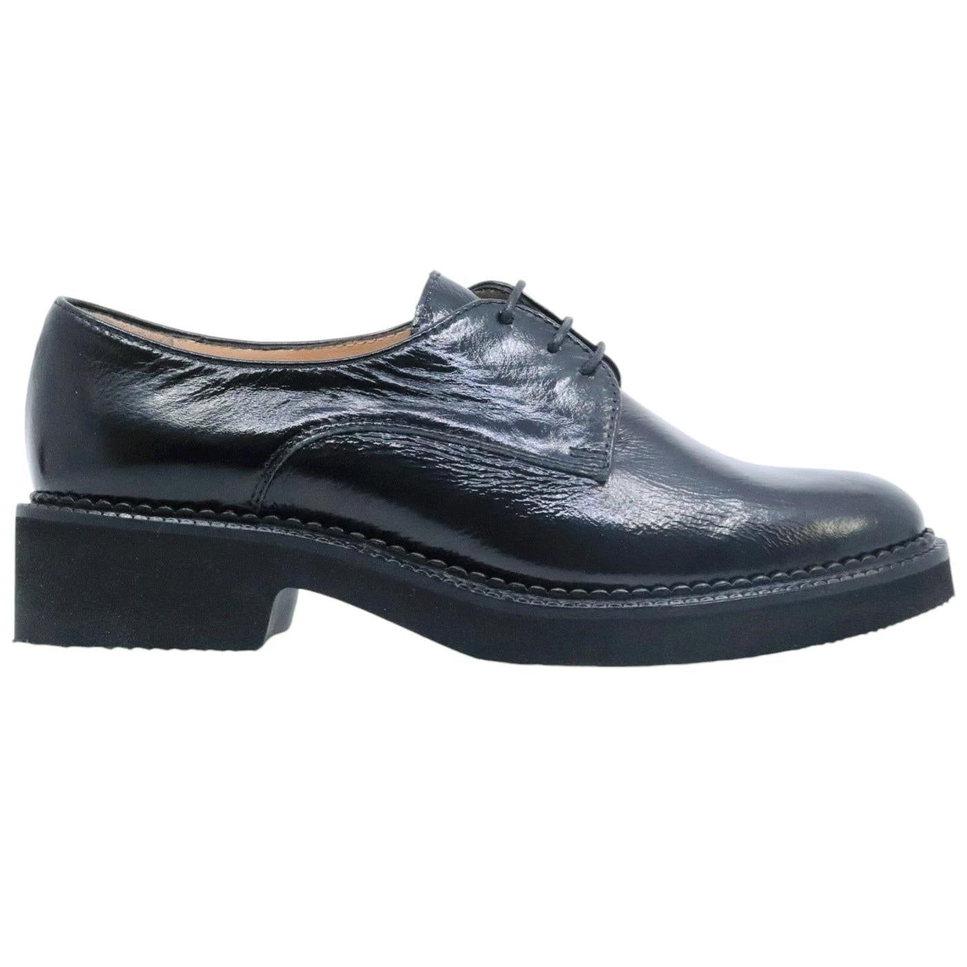 Le Briella 1168 scarpa allacciata donna in pelle lucida nera 