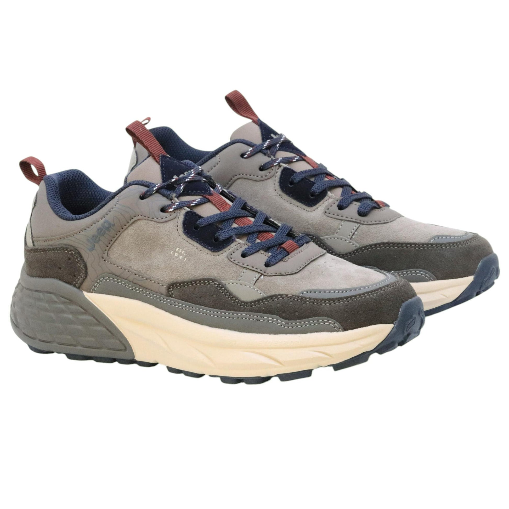 Jeep Footwear Groove sneaker uomo in pelle scamosciata giriga 
