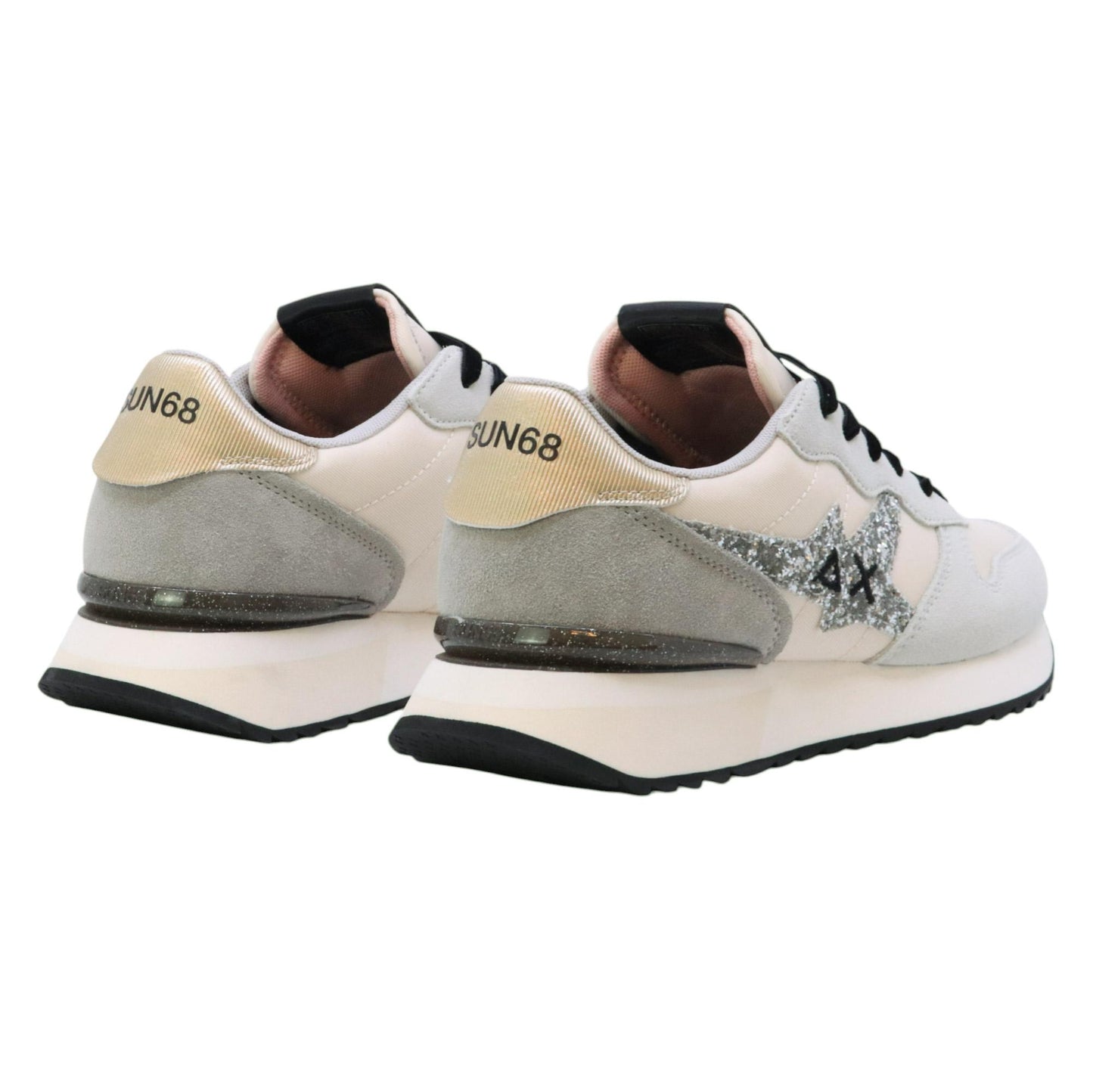 SUN68 Stargirl Glitter Z45217 sneaker donna in nylon e suede bianco 