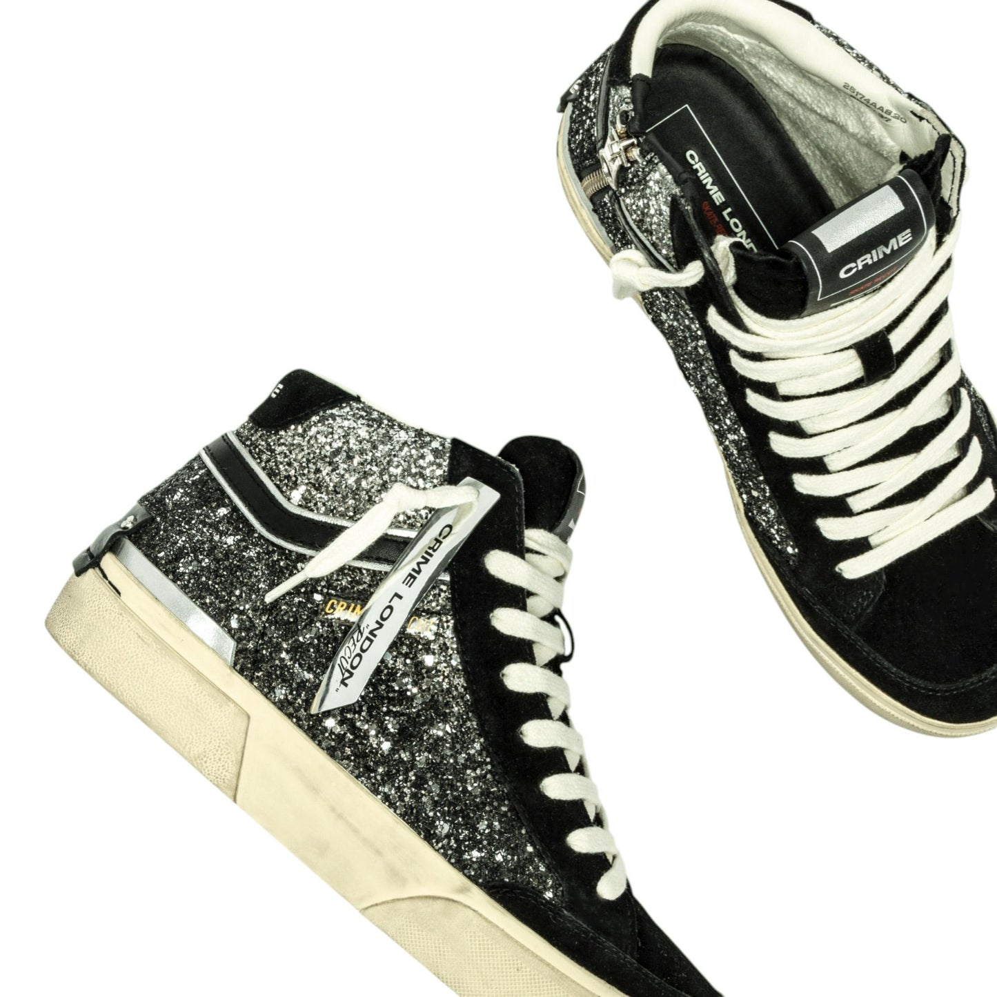 Crime London 25174 Recut High sneakers donna in pelle nera 