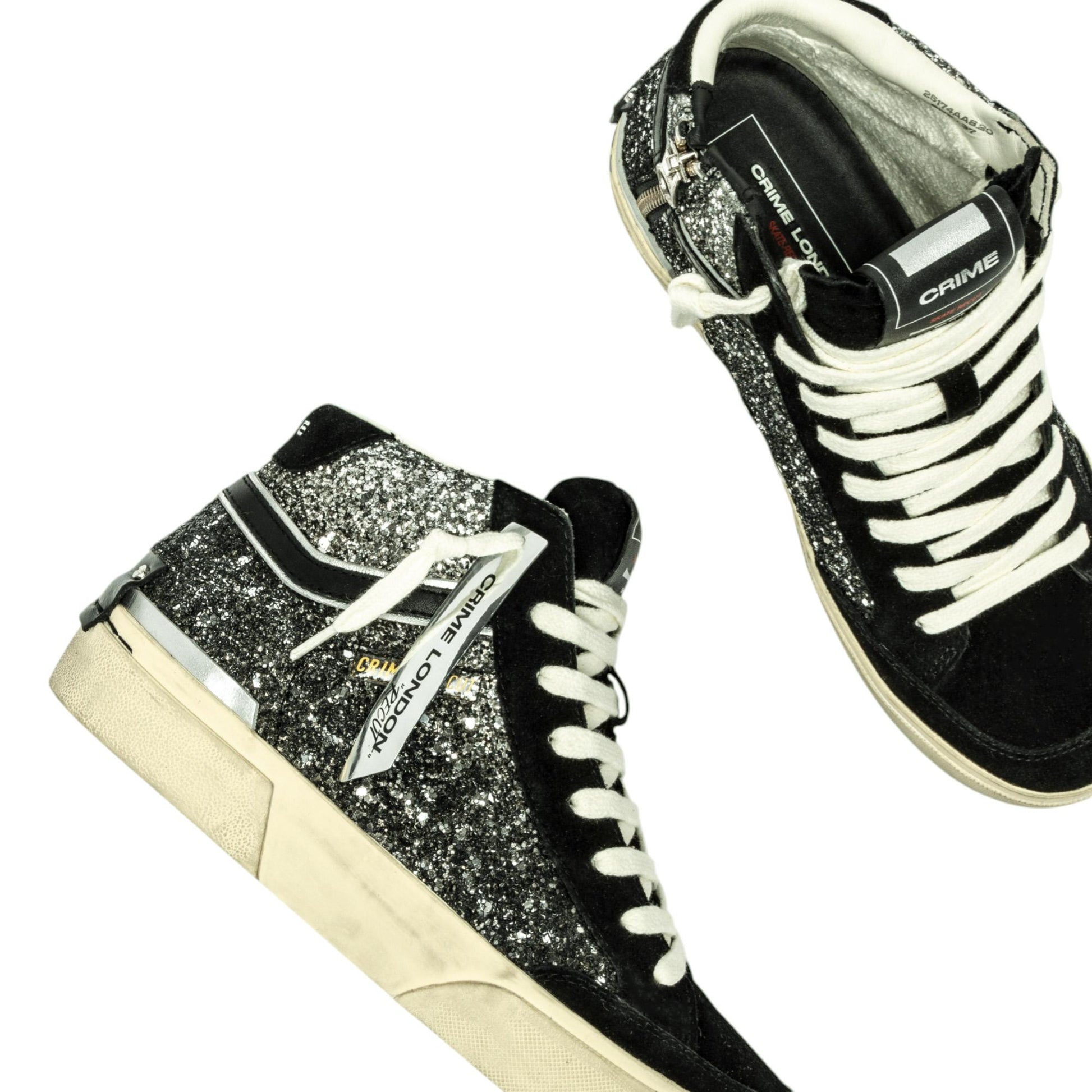 Crime London 25174 Recut High sneakers donna in pelle nera 