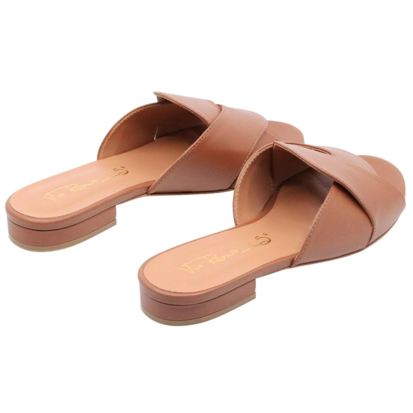 Sandalo donna Via Roma 15 4154 in pelle cuoio e suola in vero cuoio 