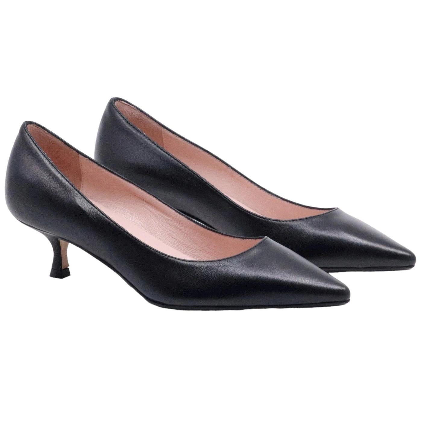 Décolleté donna Anna F 7370 in elegante pelle di colore nero 