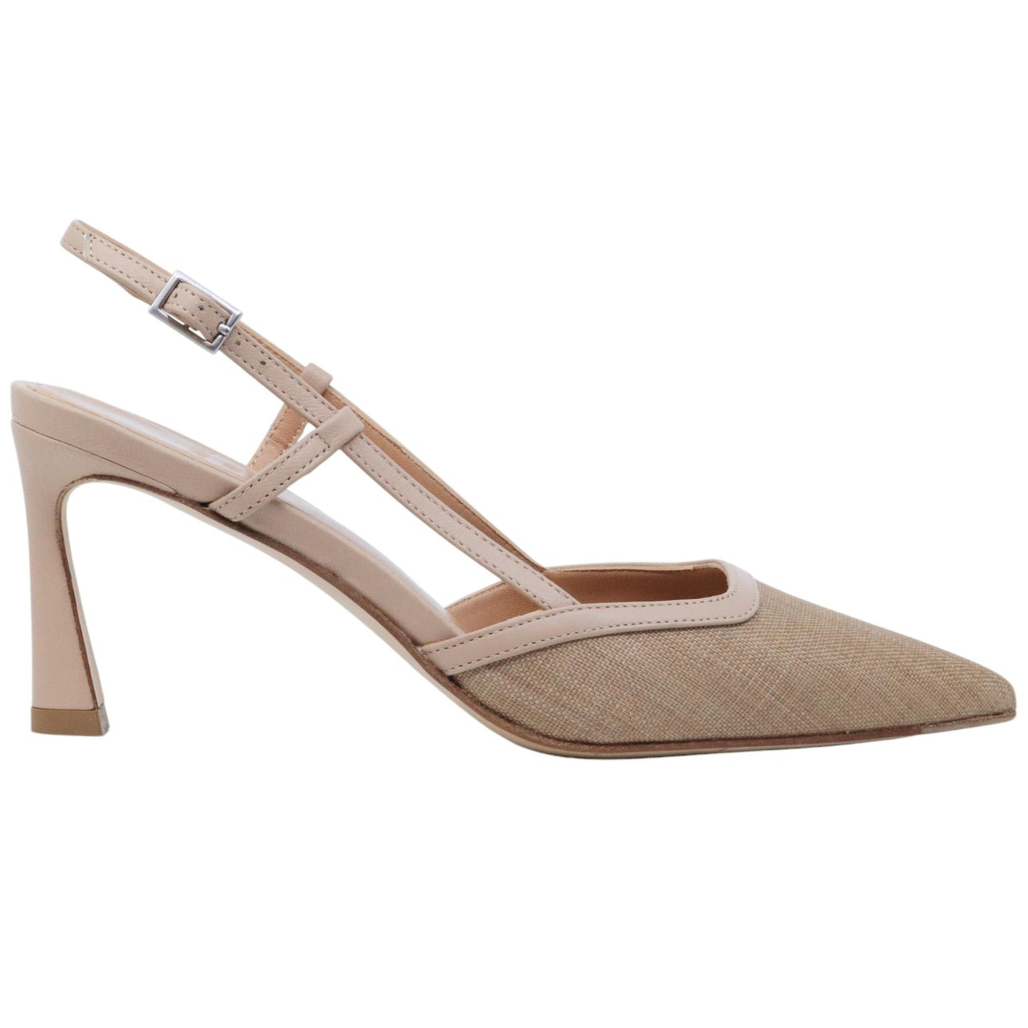Slingback donna Chantal 2519 in pelle e raffia beige 