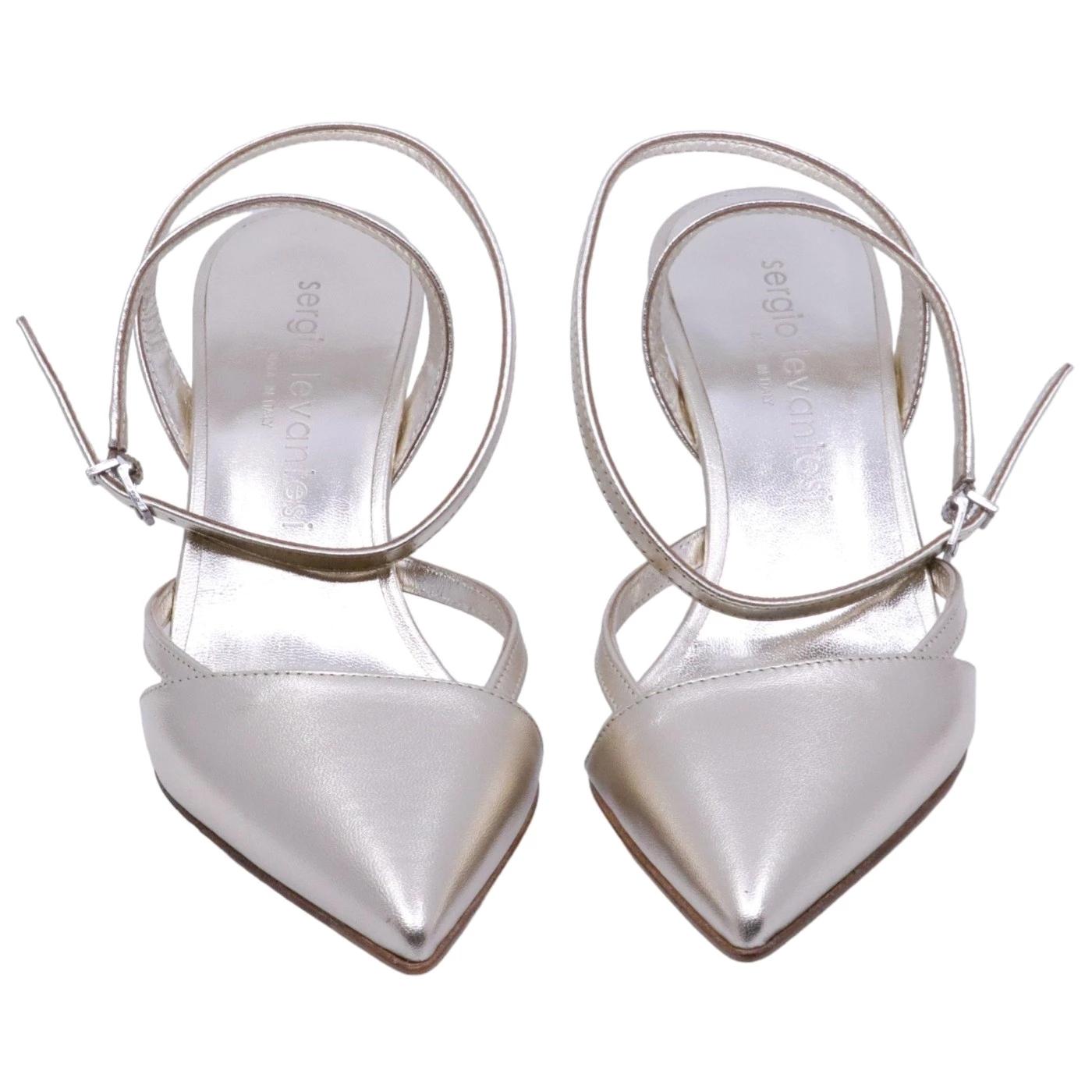 Slingback donna Sergio Levantesi Jasmy4 pelle laminata platino 