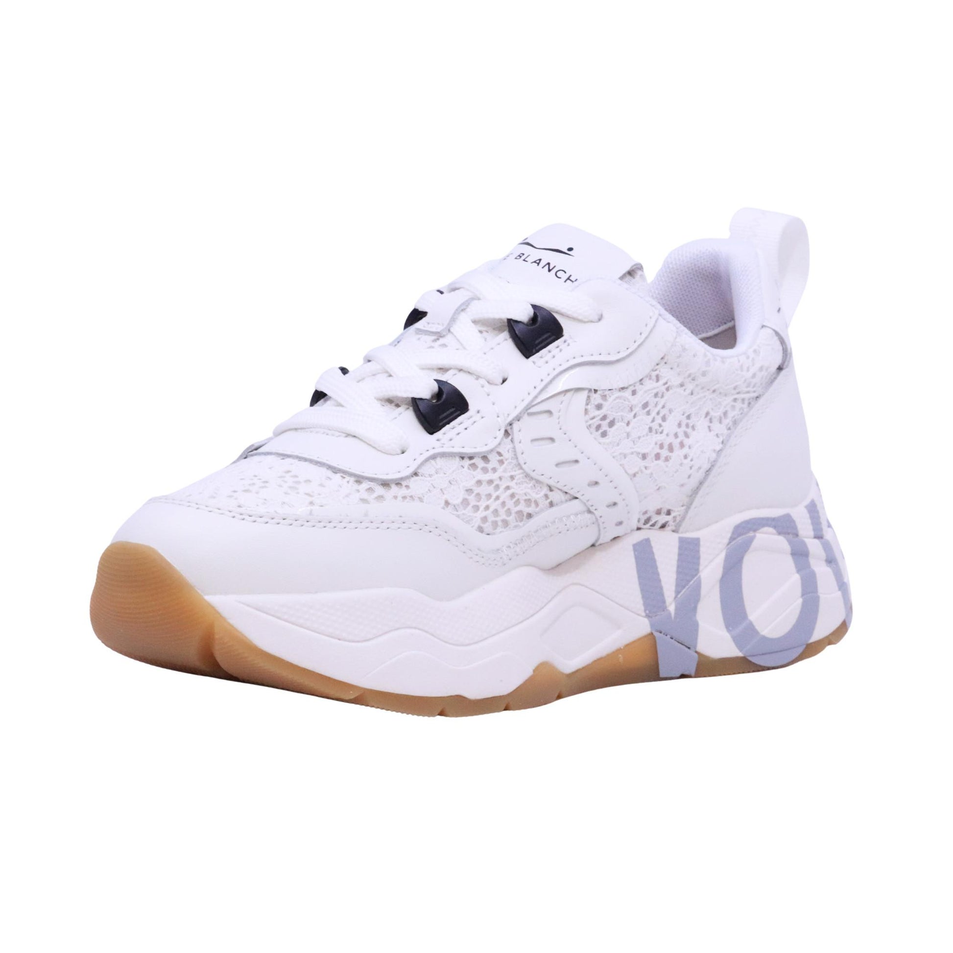 Voile Blanche CLUB105 sneaker donna in pelle e tessuto bianco 