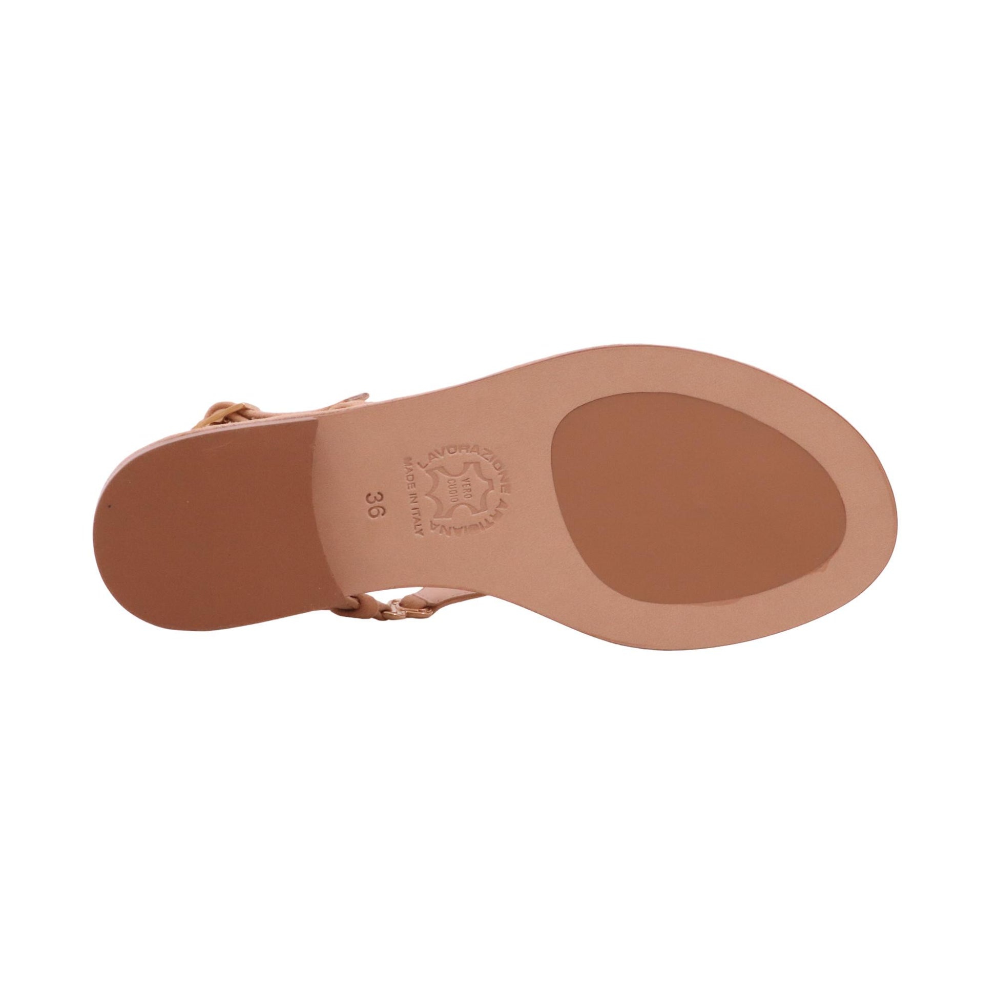 Paolo Ferrara CR721 sandalo infradito donna in camoscio beige legno artigianale casual estivo 