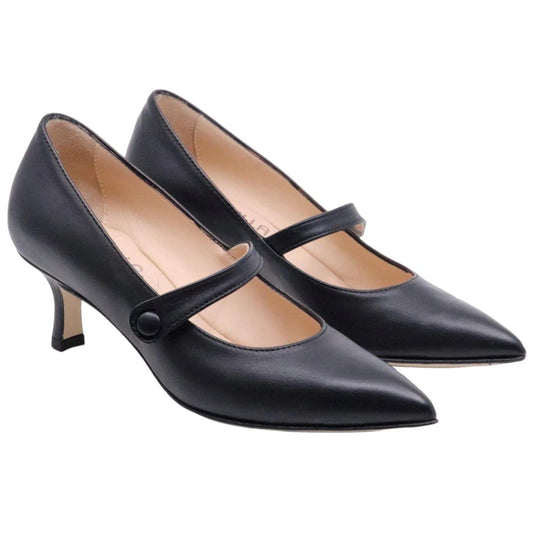 Décolleté donna Le Briella Z893 in elegante pelle di colore nero con cintino 