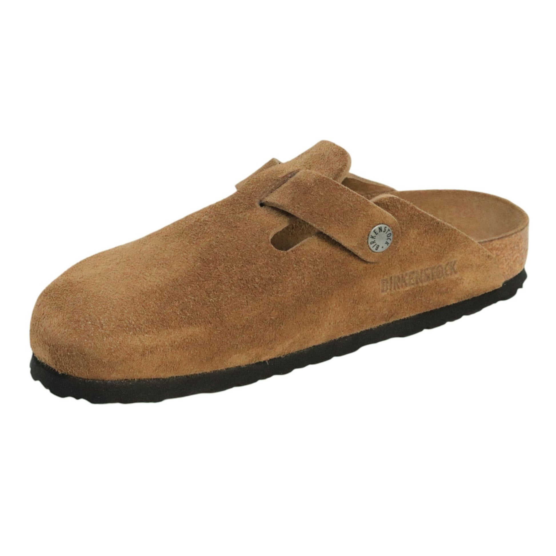 Birkenstock Boston in camoscio di colore dark tea 