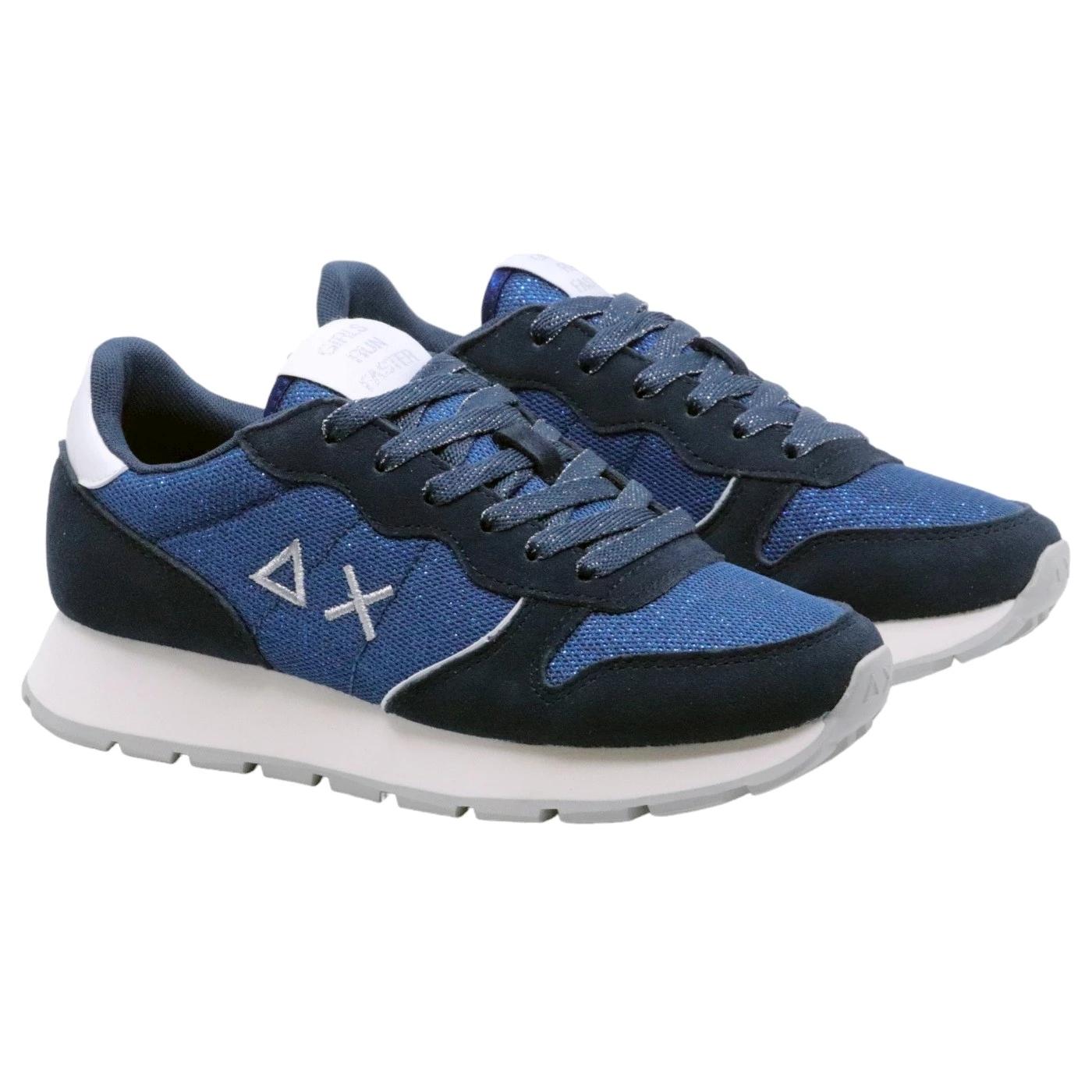 Sneaker donna Sun68 Ally Glitter Textile Z34203 in tessuto blu 