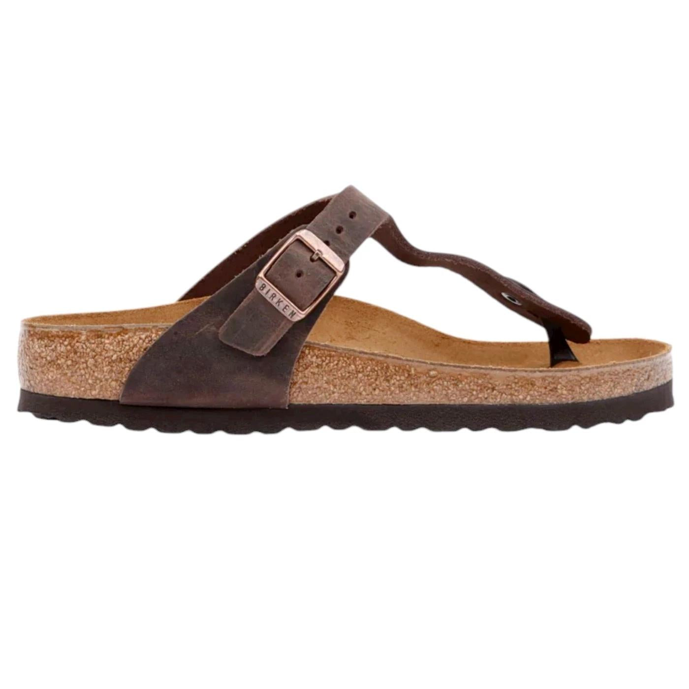 Birkenstock Gizeh Oiled Leather Habana sandalo infradito Regular Fit 