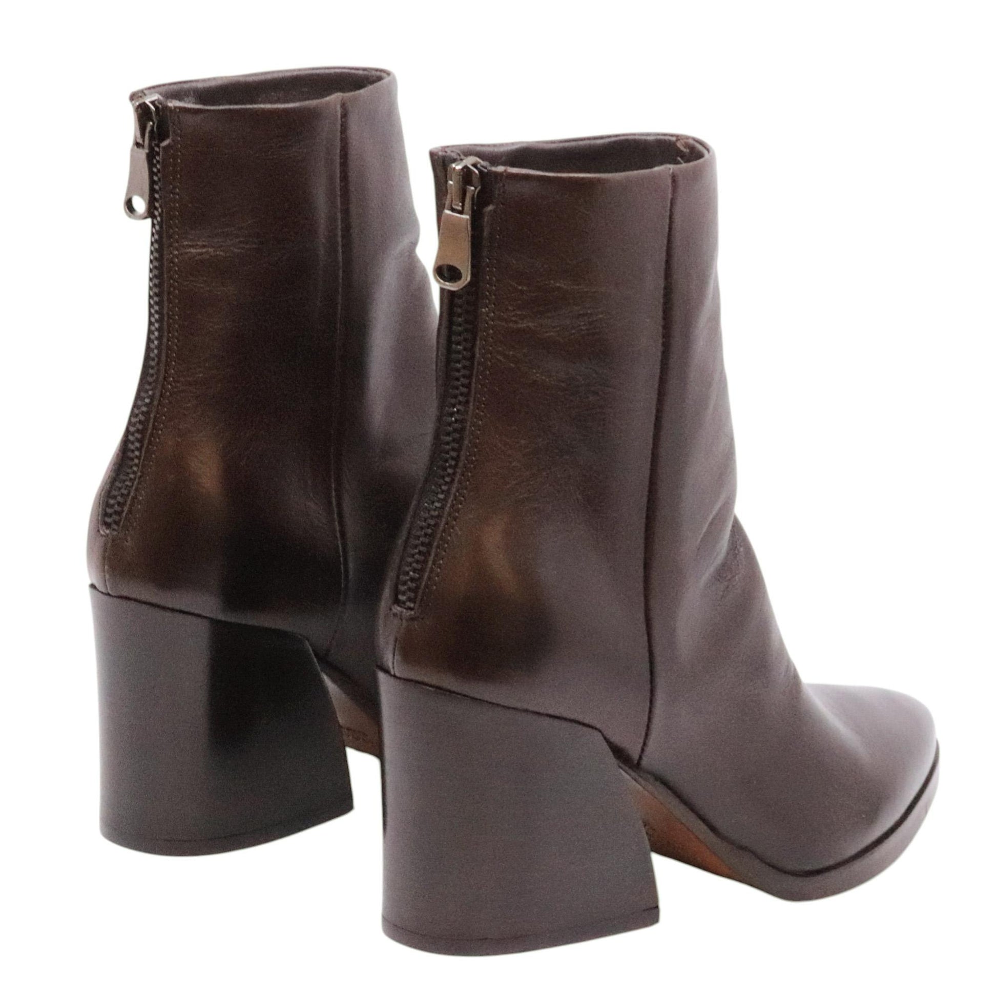 Curiositè 1636 stivaletto donna pelle marrone testa di moro 