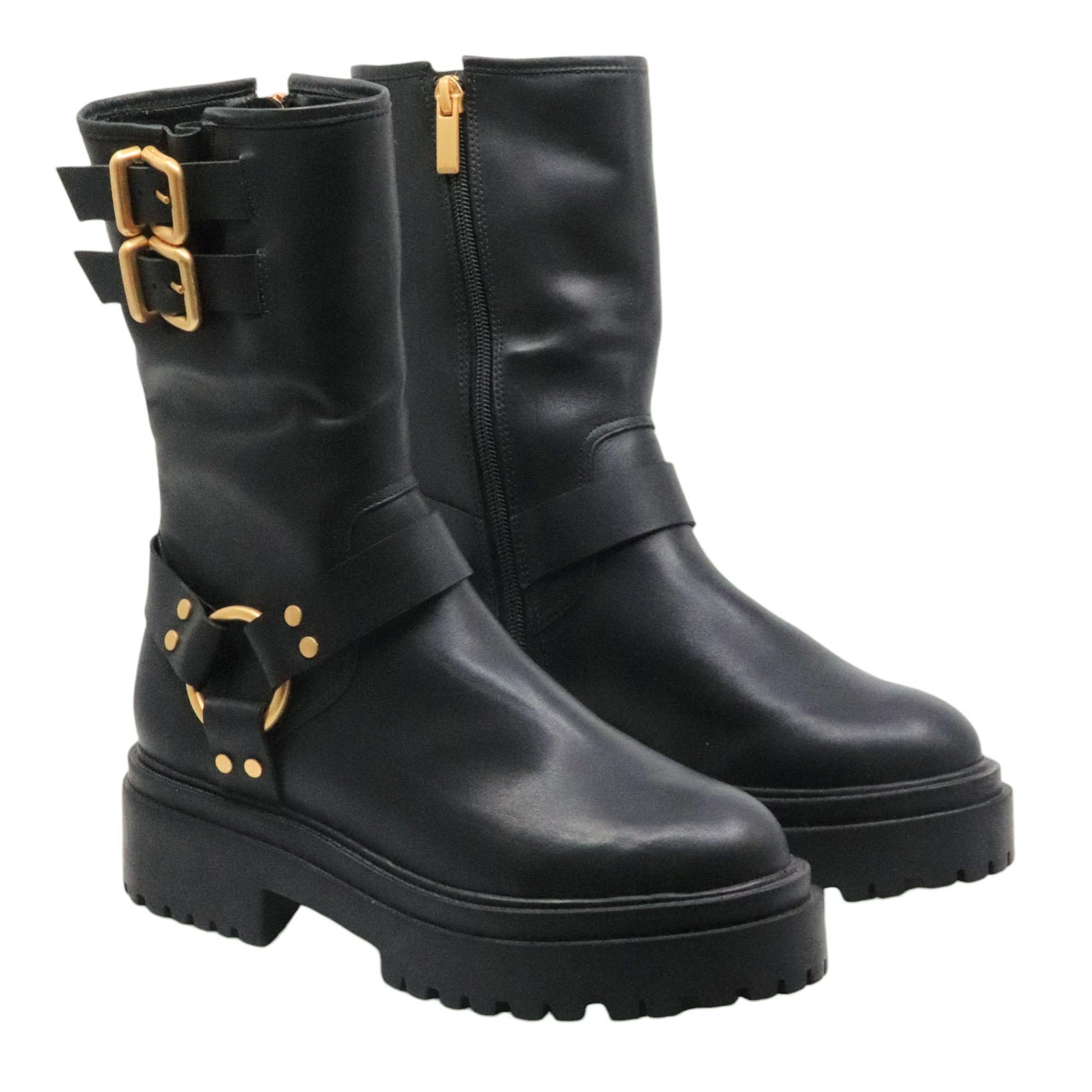 Stivale Biker donna Carrano 506034 in pelle nera 