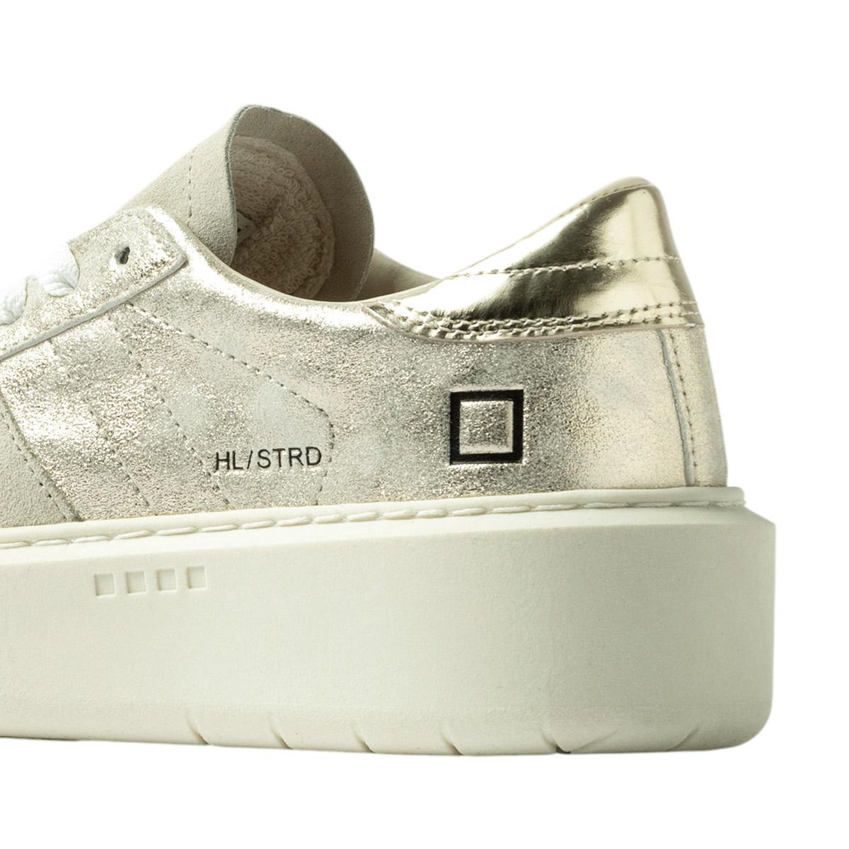 DATE Hill Low Platform Stardust Platinum HL ST PL sneaker donna in pelle satinata platino 