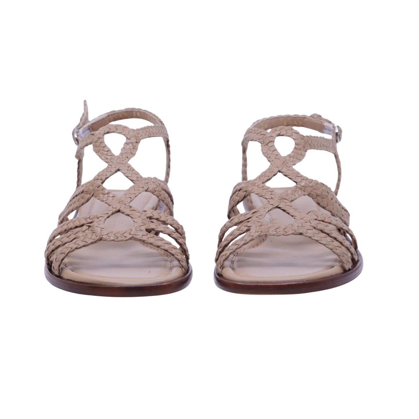 Pons Quintana 9760 159 sandalo donna in pelle intrecciata taupe con suola in cuoio 