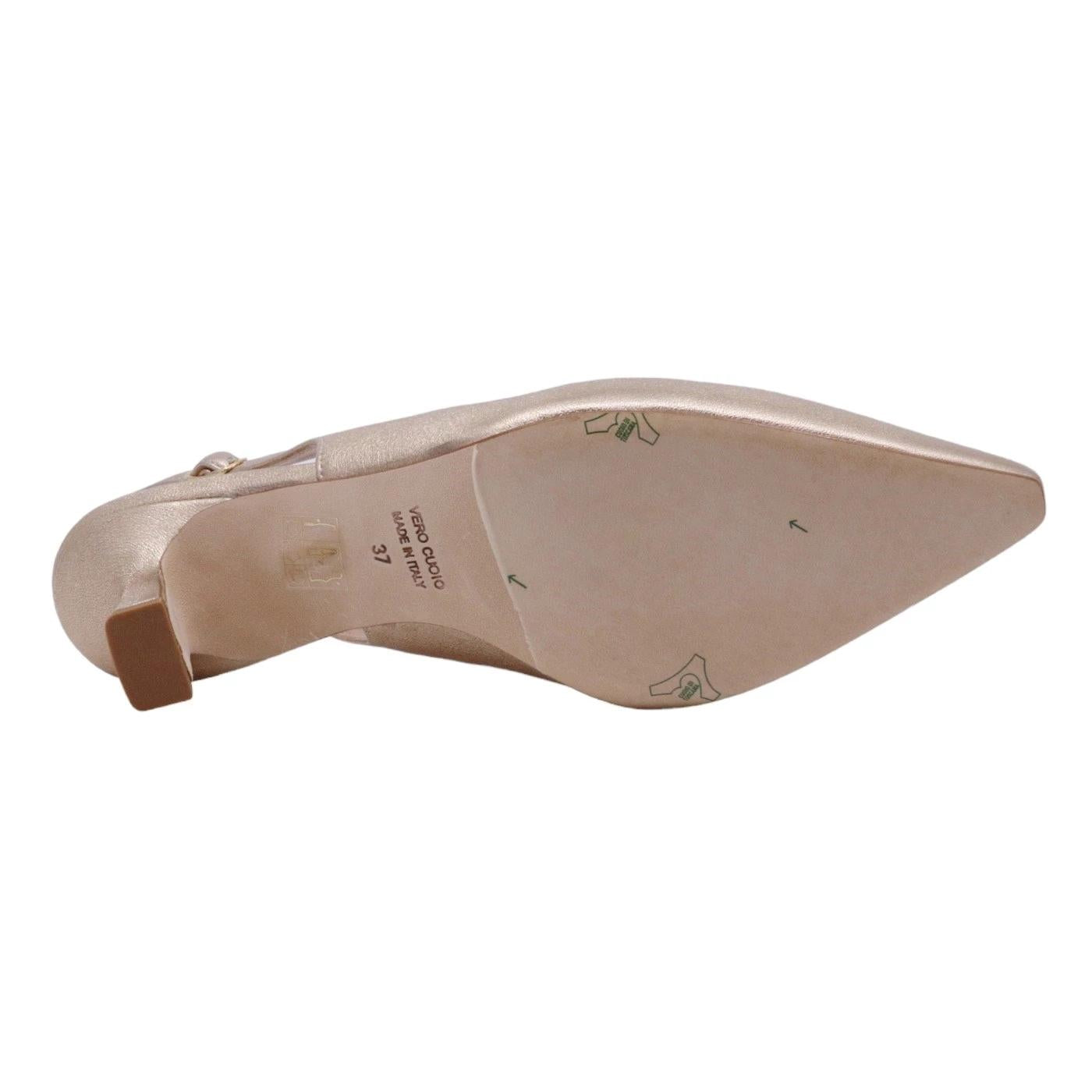 Slingback donna The Seller EN808 in pelle nappata color champagne 