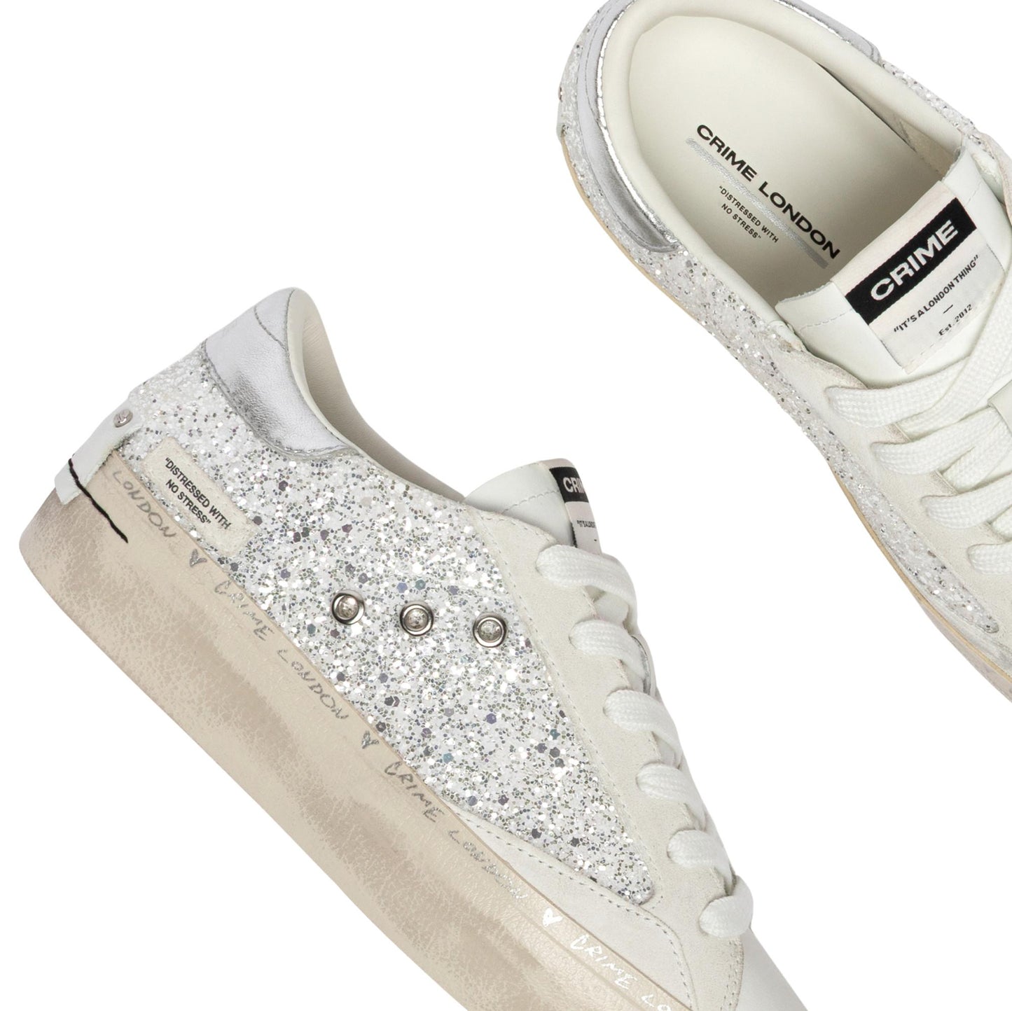 Crime London Distressed Platform Silver Dust 29052 sneaker donna 