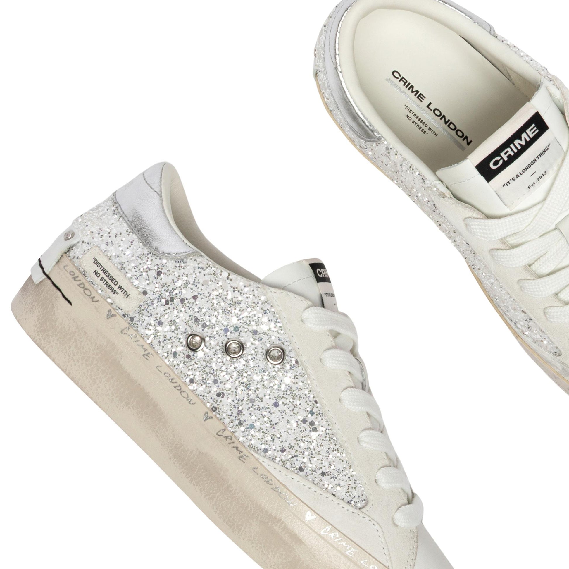 Crime London Distressed Platform Silver Dust 29052 sneaker donna 