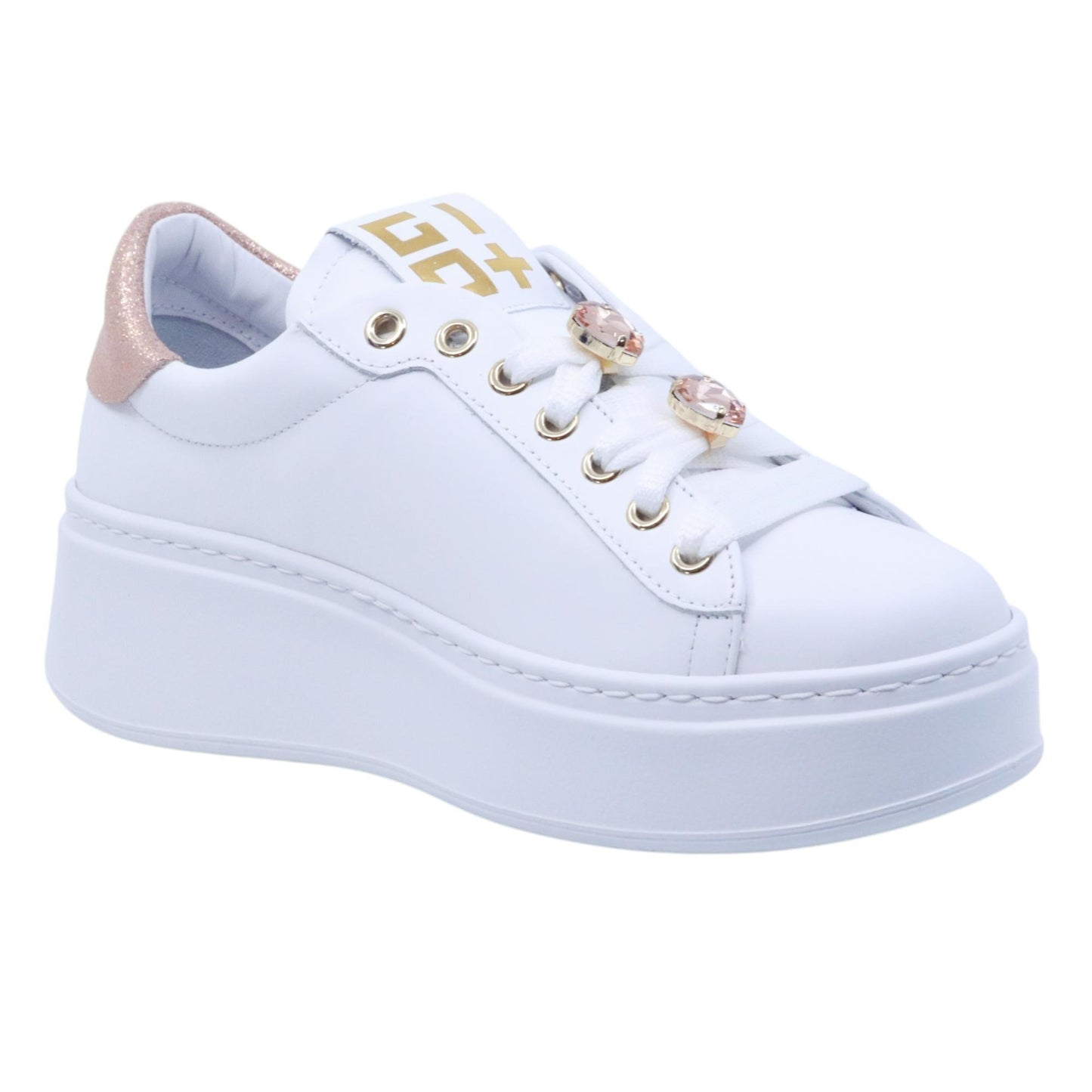 Sneaker donna Gio+ PIA322A in pelle bianco 