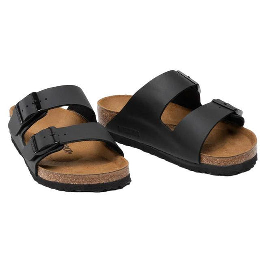 Birkenstock Arizona Birko-Flor sandalo doppia fibbia nero calzata Regular 