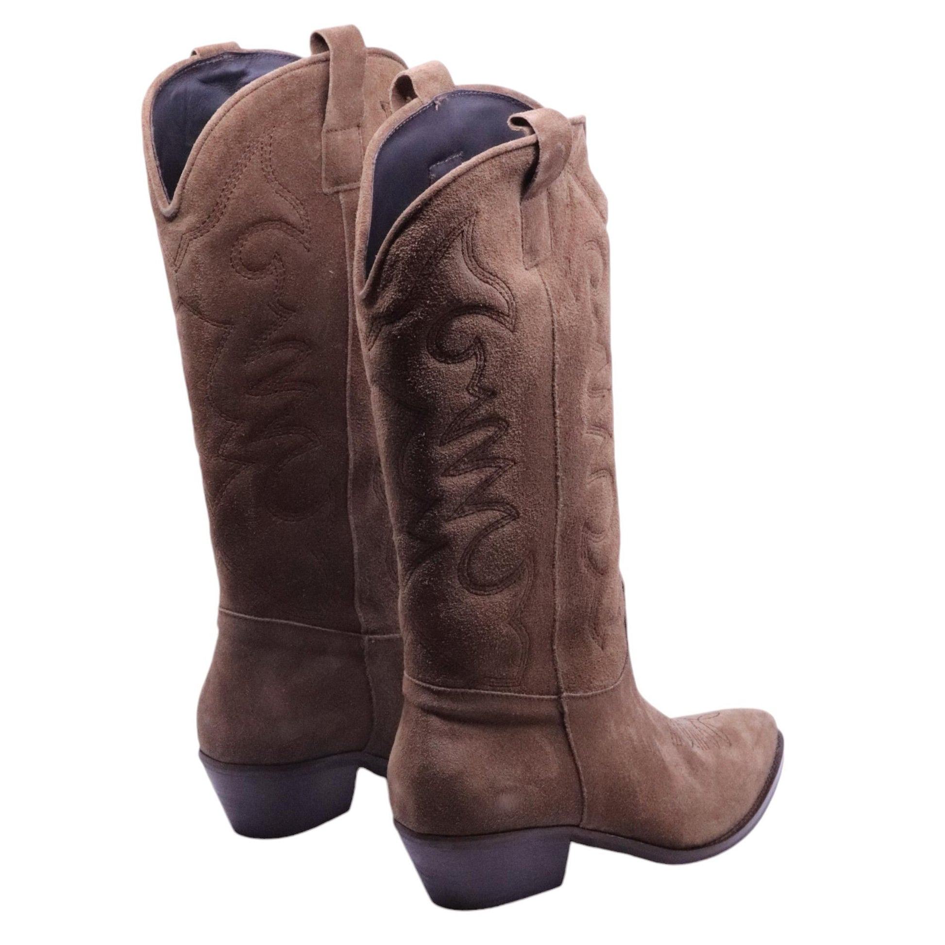 Ranyé Jennifer texano donna camoscio marrone con ricami 