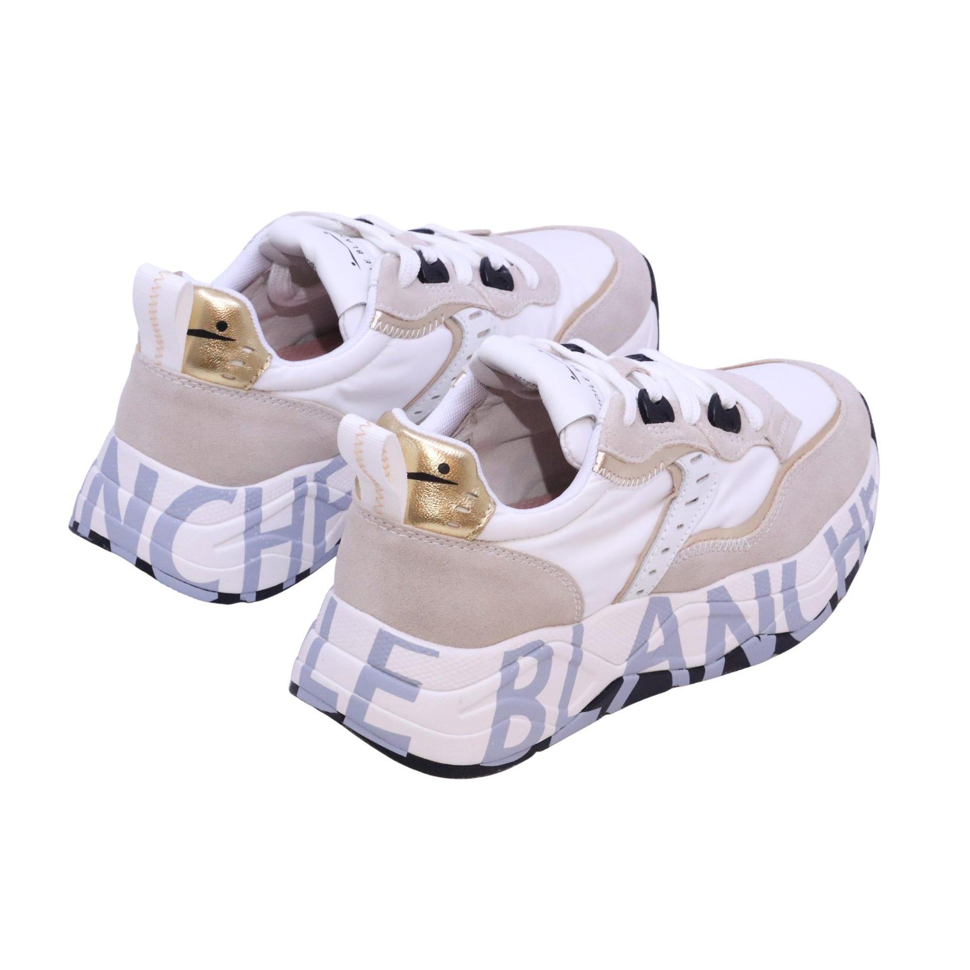 Voile Blanche Club105 sneaker donna suede nylon bianco e platino<BR/> 