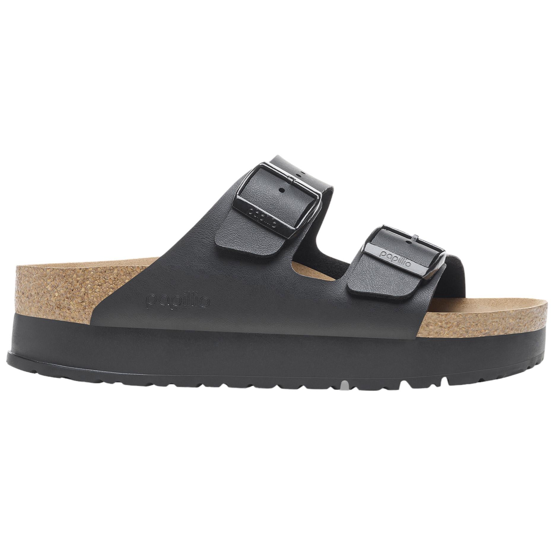 Birkenstock Arizona Papillo Plat sandalo doppia fibbia in nero 