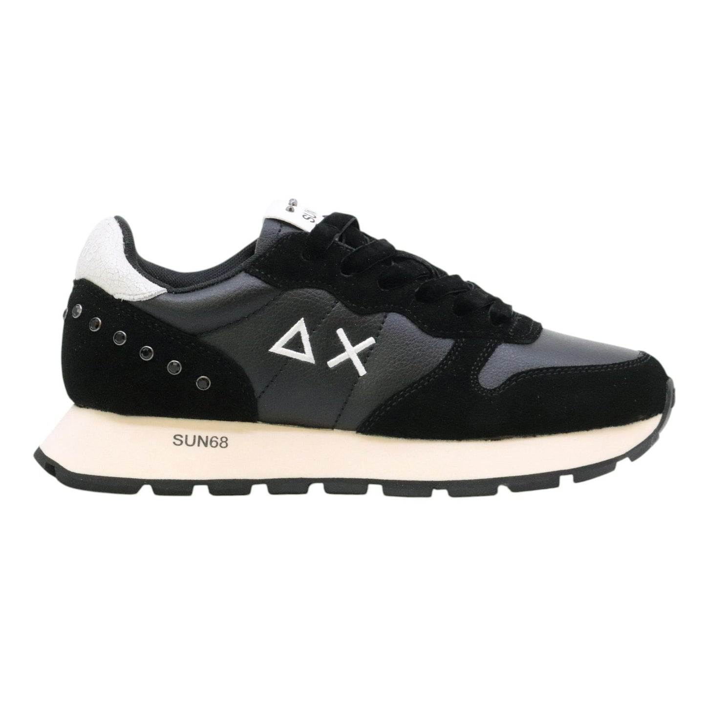SUN68 Ally Studs Z45206 sneaker donna in similpelle e suede nero 