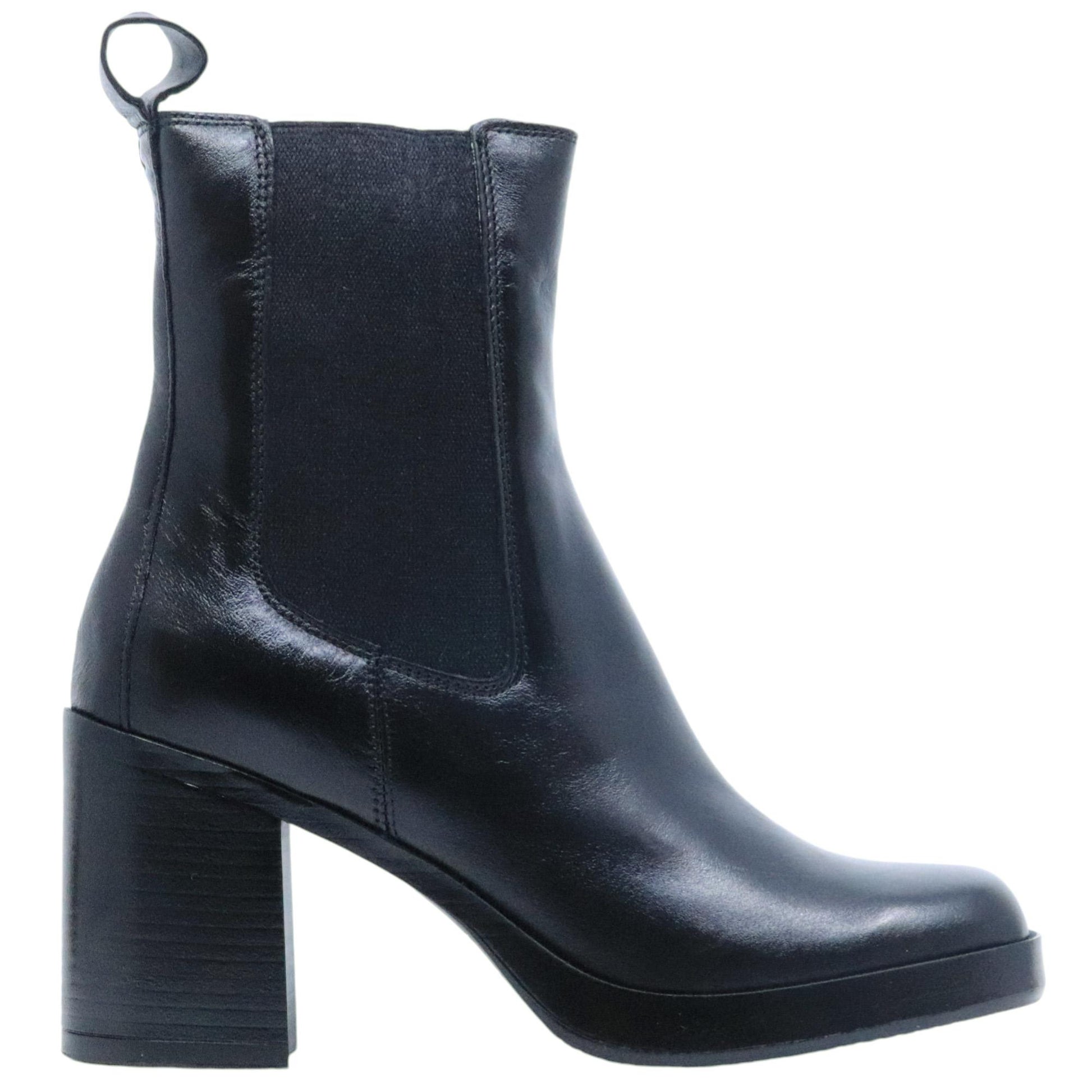 Chelsea con tacco Mjus P96225 da donna in pelle nera 