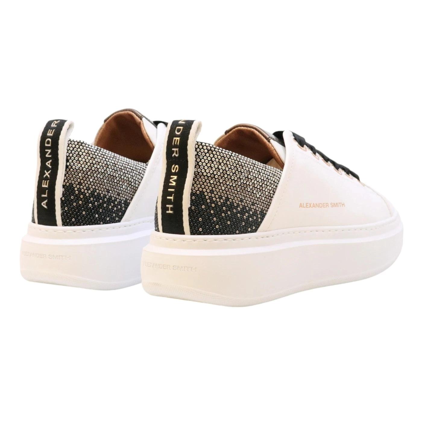 Sneaker donna Alexander Smith Wembley in pelle bianca e nera 