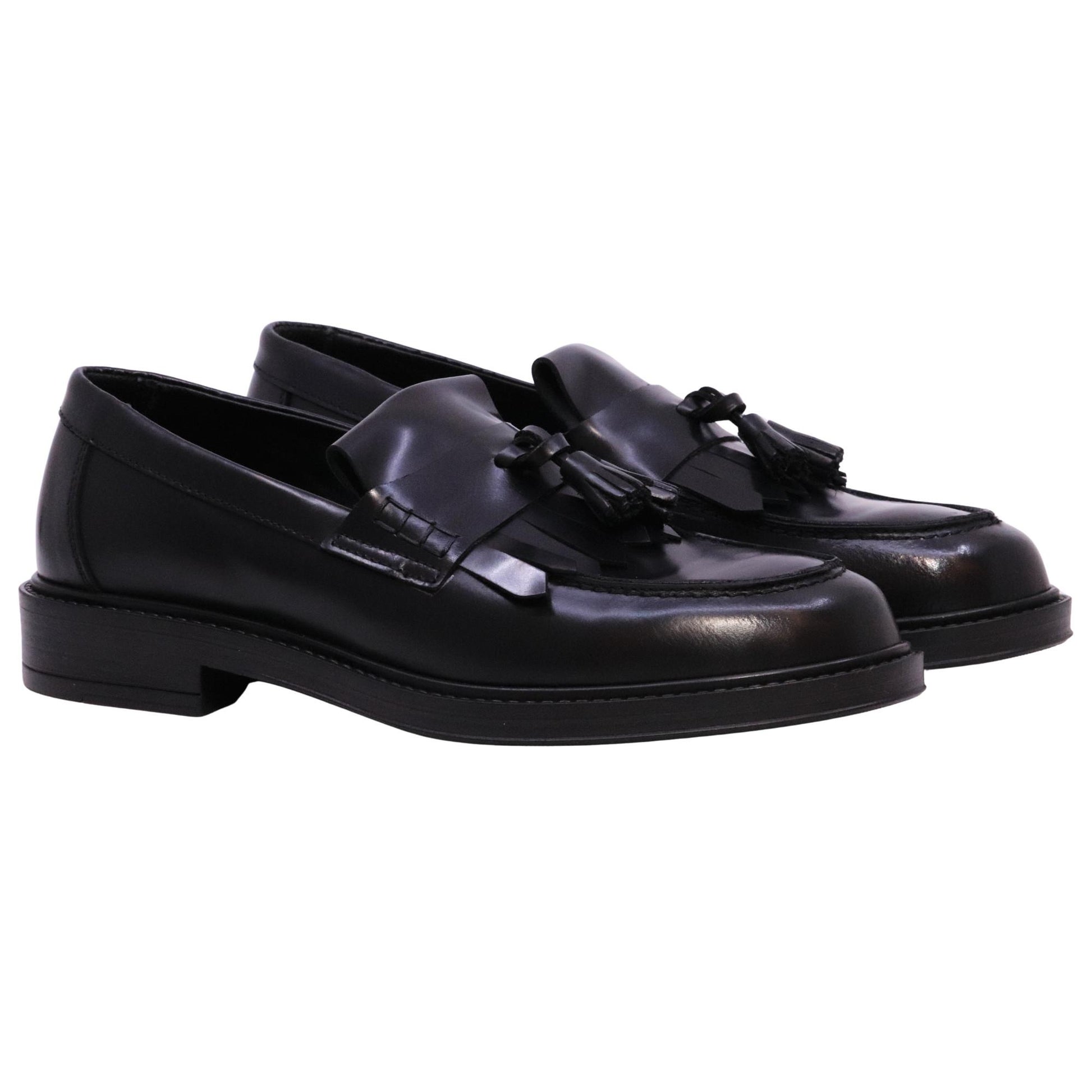 Pawelk's 25442 mocassino uomo in pelle nera con nappine 