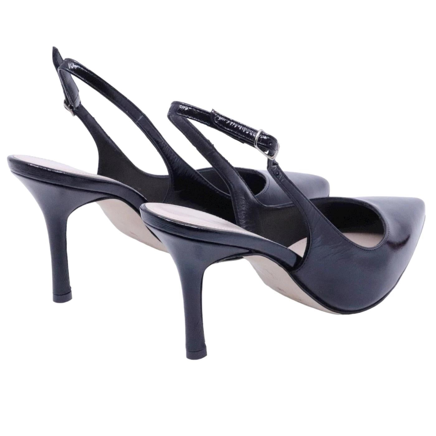 Slingback donna The Seller 908 in pelle spazzolta nera 
