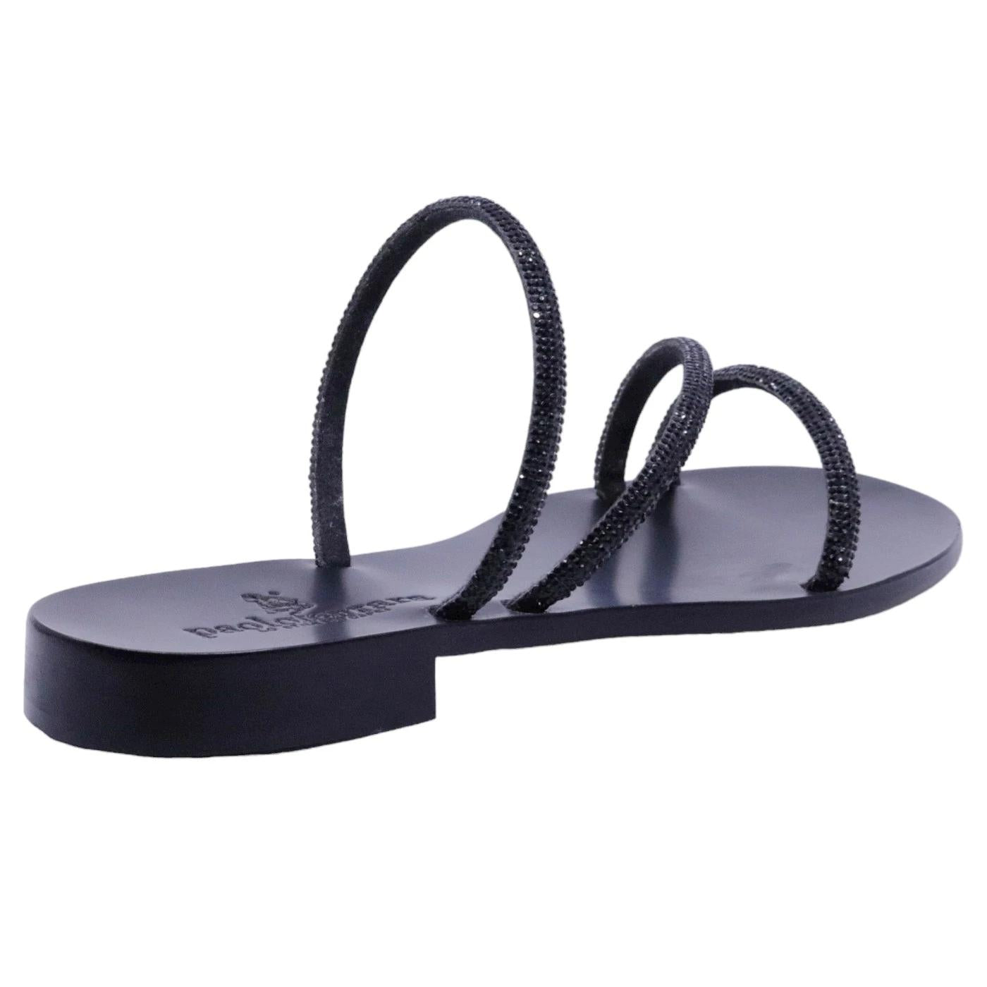 Sandalo caprese Paolo Ferrara 3114 in nero con strass luminosi 