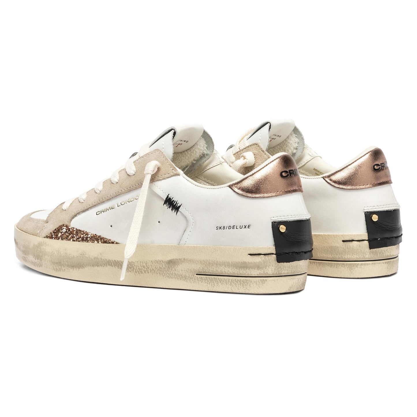 Crime London 25100 SK8 Deluxe sneaker donna in pelle bianca 