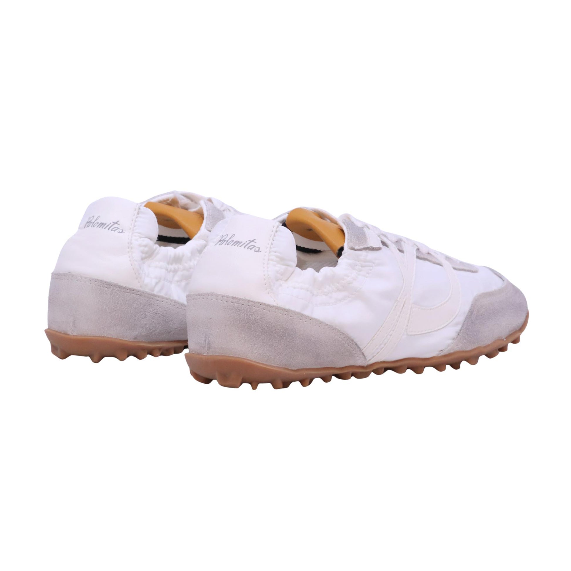 Palomitas Halia sneaker donna in nylon bianco e camoscio grigio 