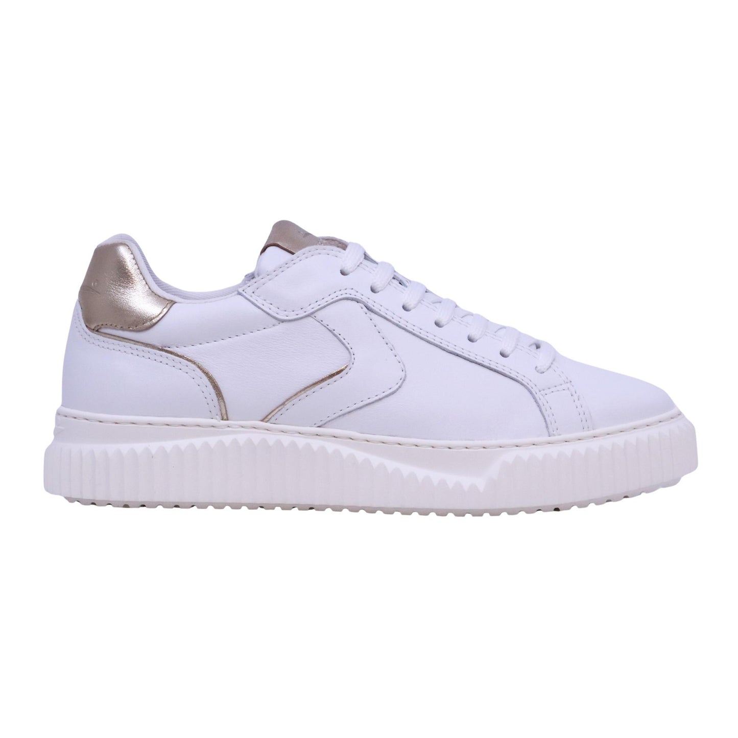 Voile Blanche Lipari sneaker donna in pelle bianca con dettagli platino 