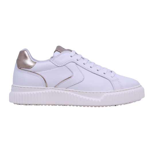 Voile Blanche Lipari sneaker donna in pelle bianca con dettagli platino 