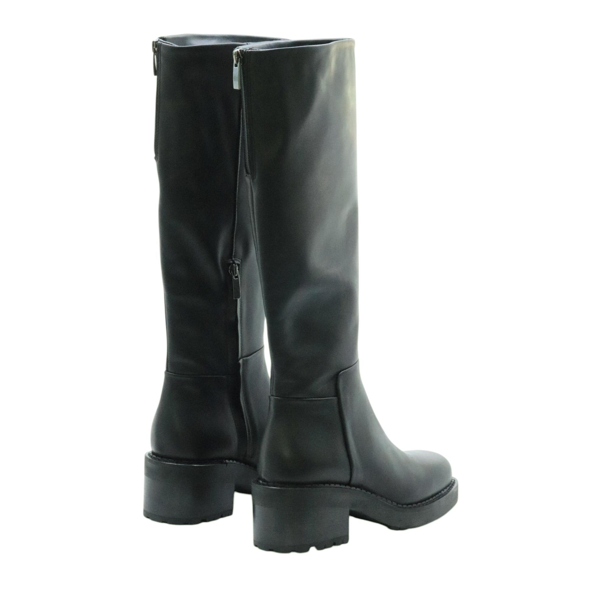 Curiositè 2833 stivale donna pelle nera zip posteriore 