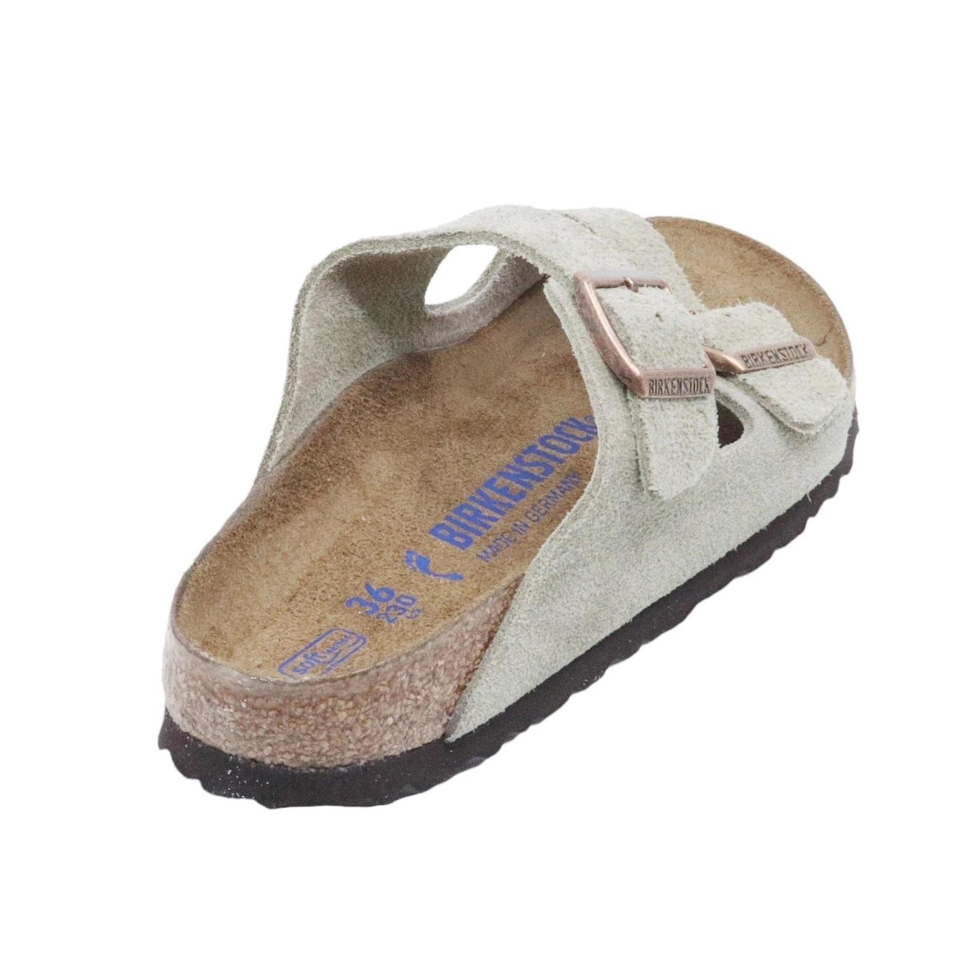 Birkenstock Arizona Suede Taupe sandalo doppia fibbia Narrow Fit 