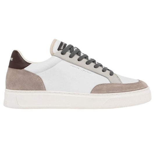 Sneaker uomo Crime London Eclipse 15752 pelle bianca e tortora con dettagli in camoscio 