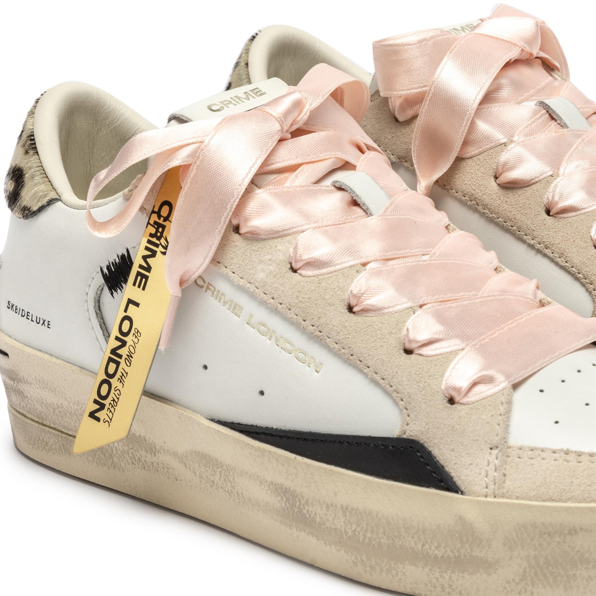 Crime London 25191 SK8 Deluxe Wed sneaker donna in pelle bianca 