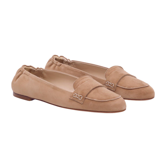 Fabio Rusconi S6779 Amalfi mocassino donna in camoscio cuoio con suola in cuoio<BR/> <BR/> 