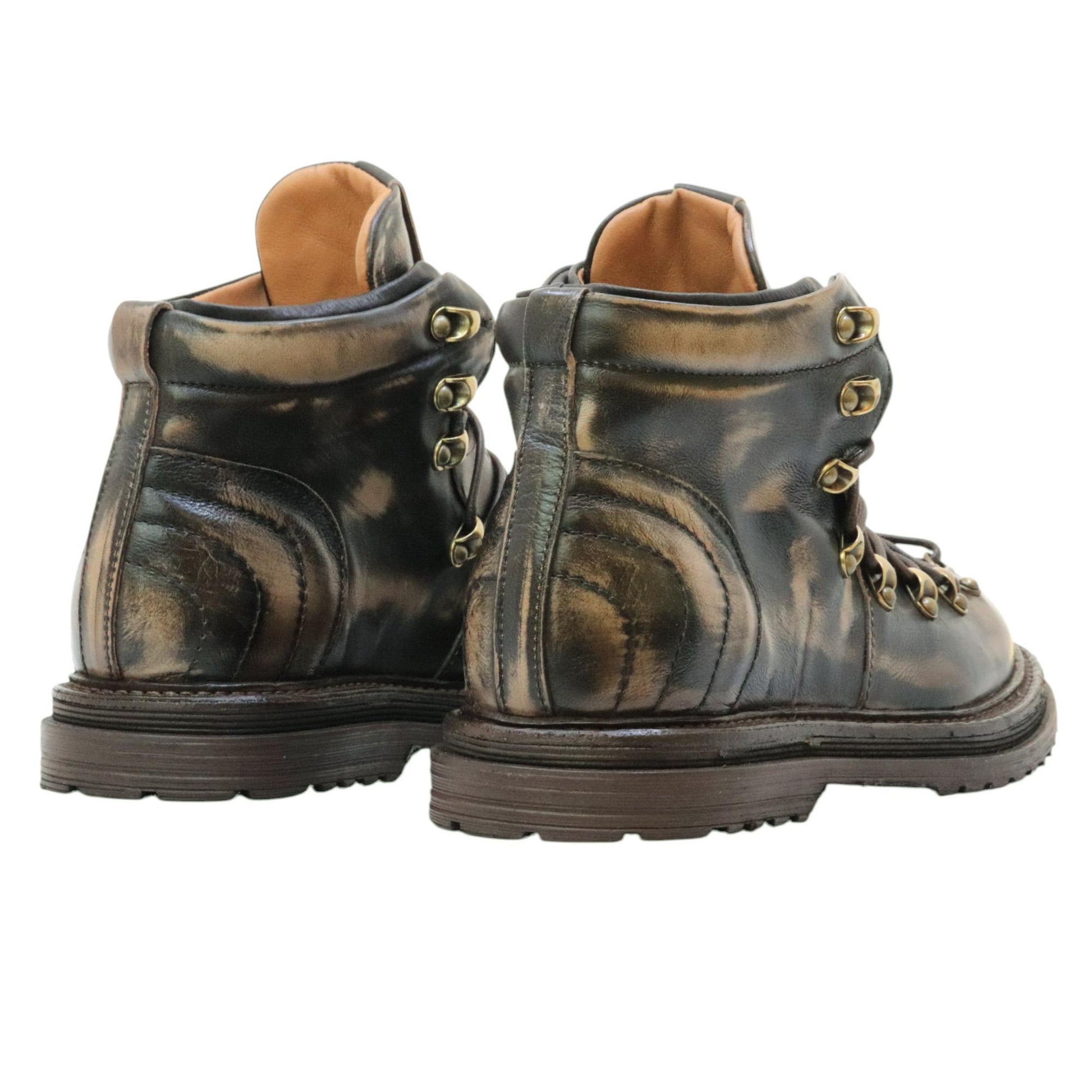 AS98 Z31211 stivaletto pedula uomo in pelle nera sfumata beige 