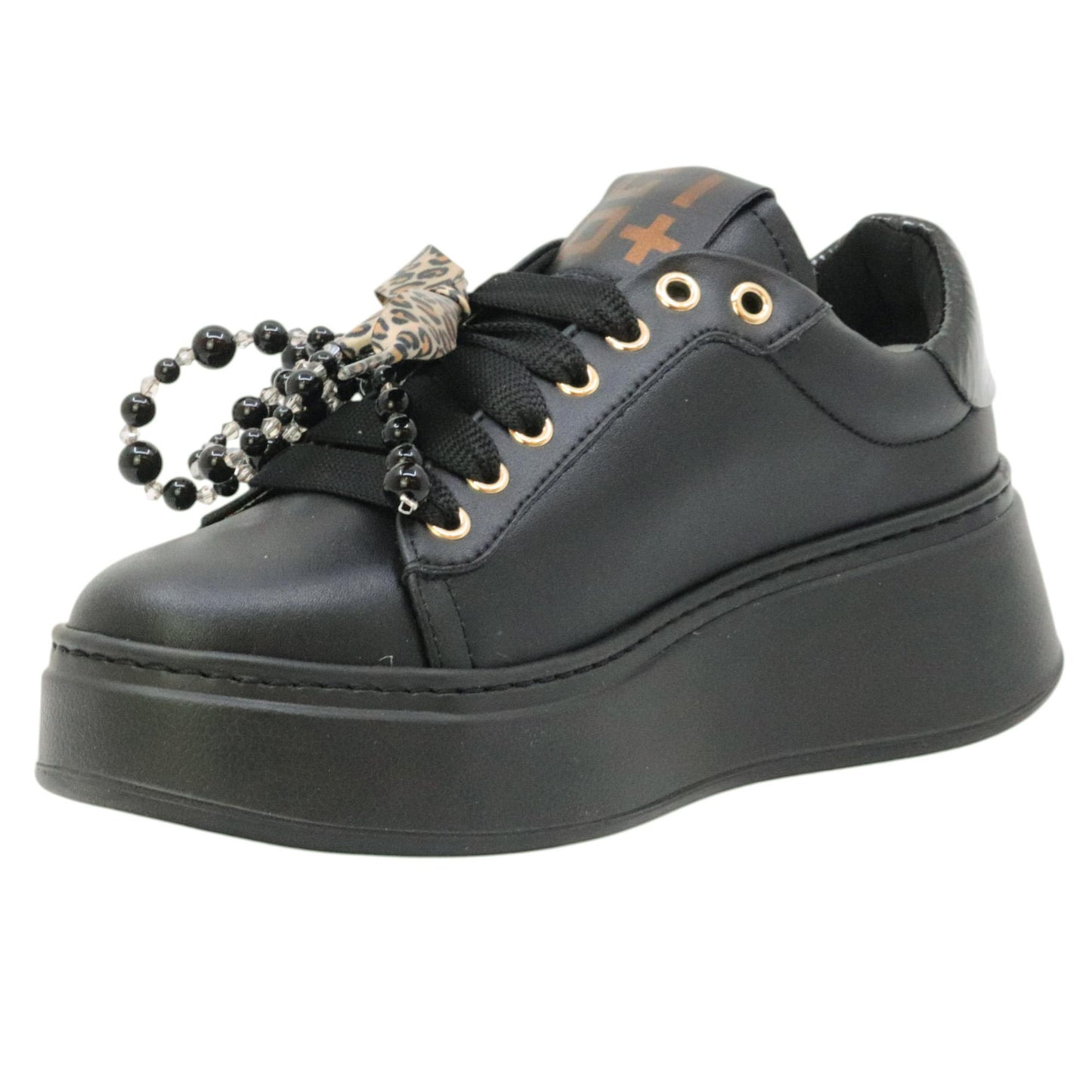 GIO+ PIA434A Combi sneaker donna in pelle nera PIA434ABLACK GIO+